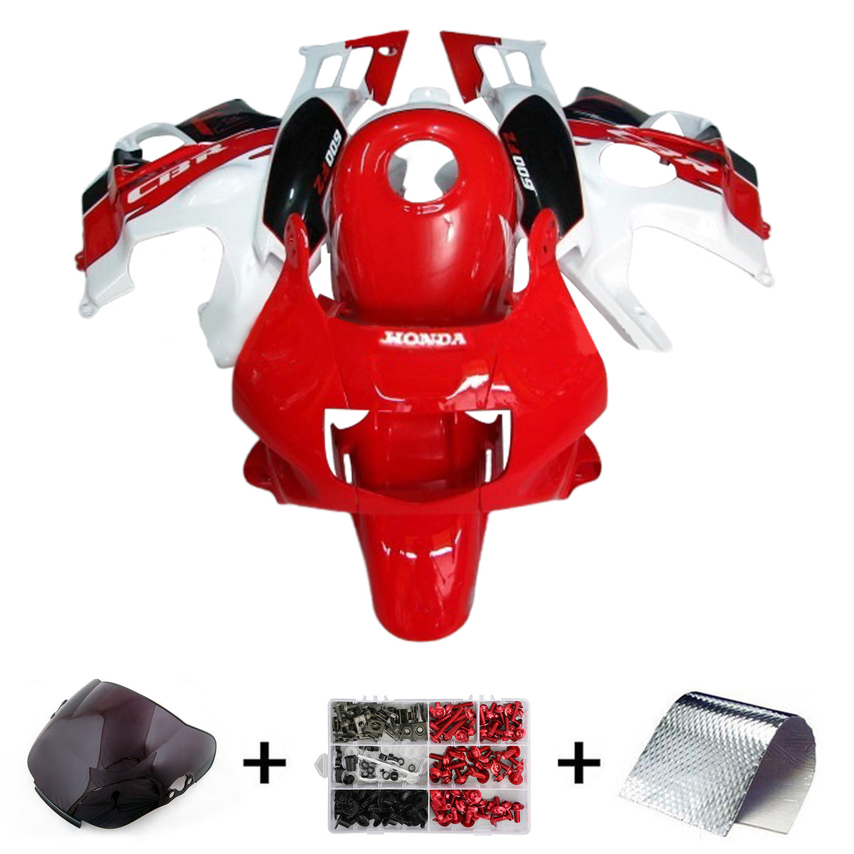 Amotopart 1991-1994 Honda CBR600 F2 Kit de carenado rojo blanco negro