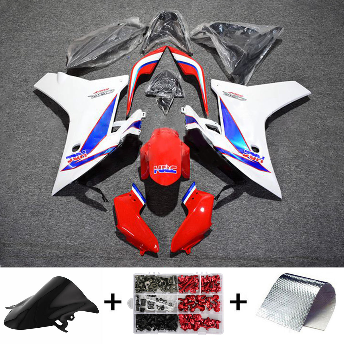 Amotopart 2011-2013 CBR600F Honda Kit de carénage bleu et rouge Style3