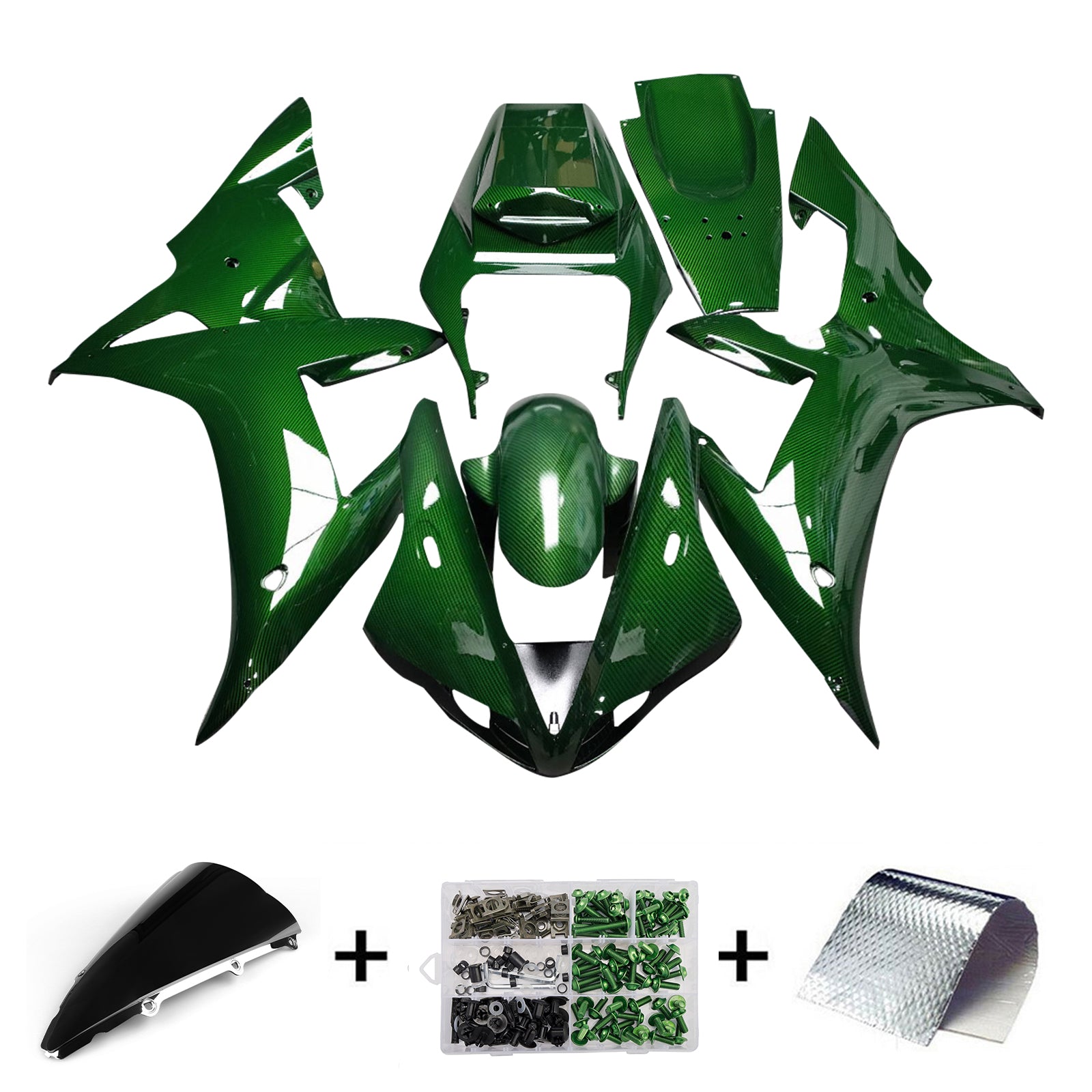 Amotopart 2002-2003 Yamaha YZF-R1 Green Carbon Fiber Fairing Kit