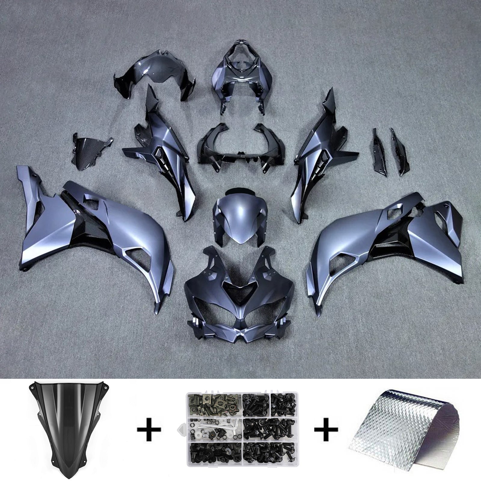 Amotopart 2019-2024 Ninja ZX-25R ZX-4R ZX-4RR Kawasaki Matt Grey Fairing Kit