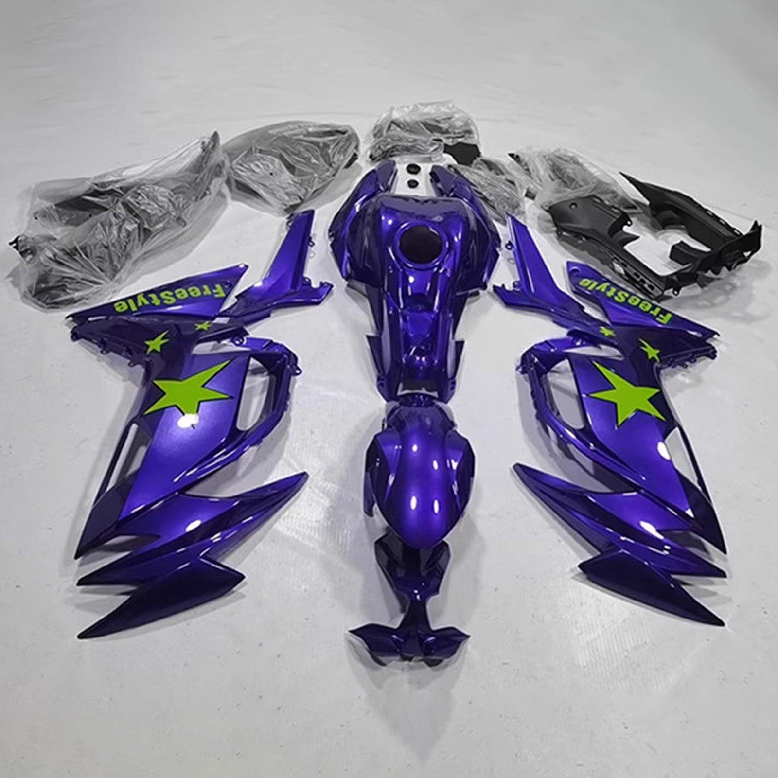 Amotopart 2020-2025 Kawasaki ER6F/Ninja650 Blue Green Fairing Kit