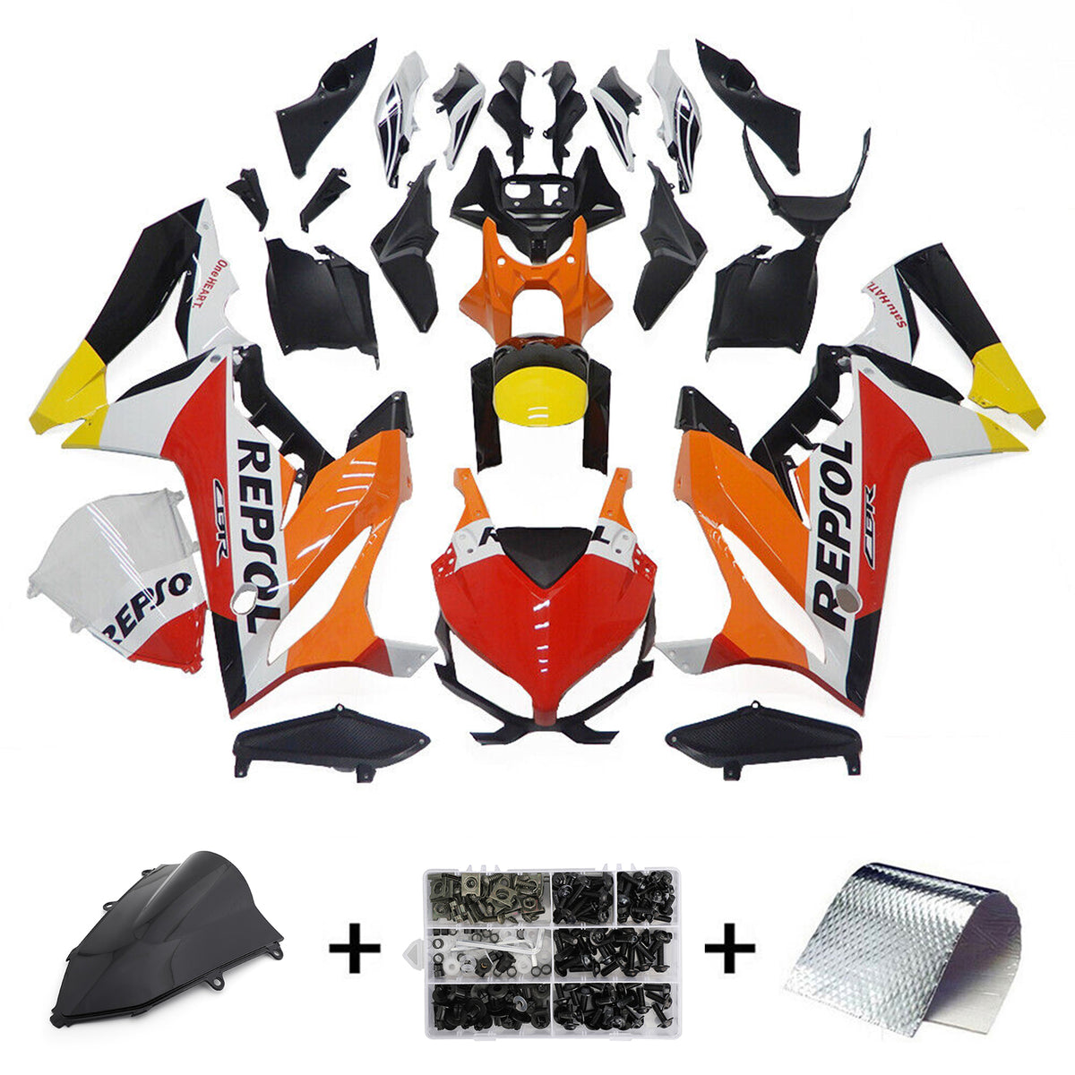 Amotopart 2019-2020 CBR650R Kit de carénage Repsol Honda rouge orange