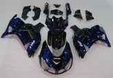 Amotopart 2006–2011 Kawasaki ZX14R Schwarz mit Blue Flame Verkleidungsset