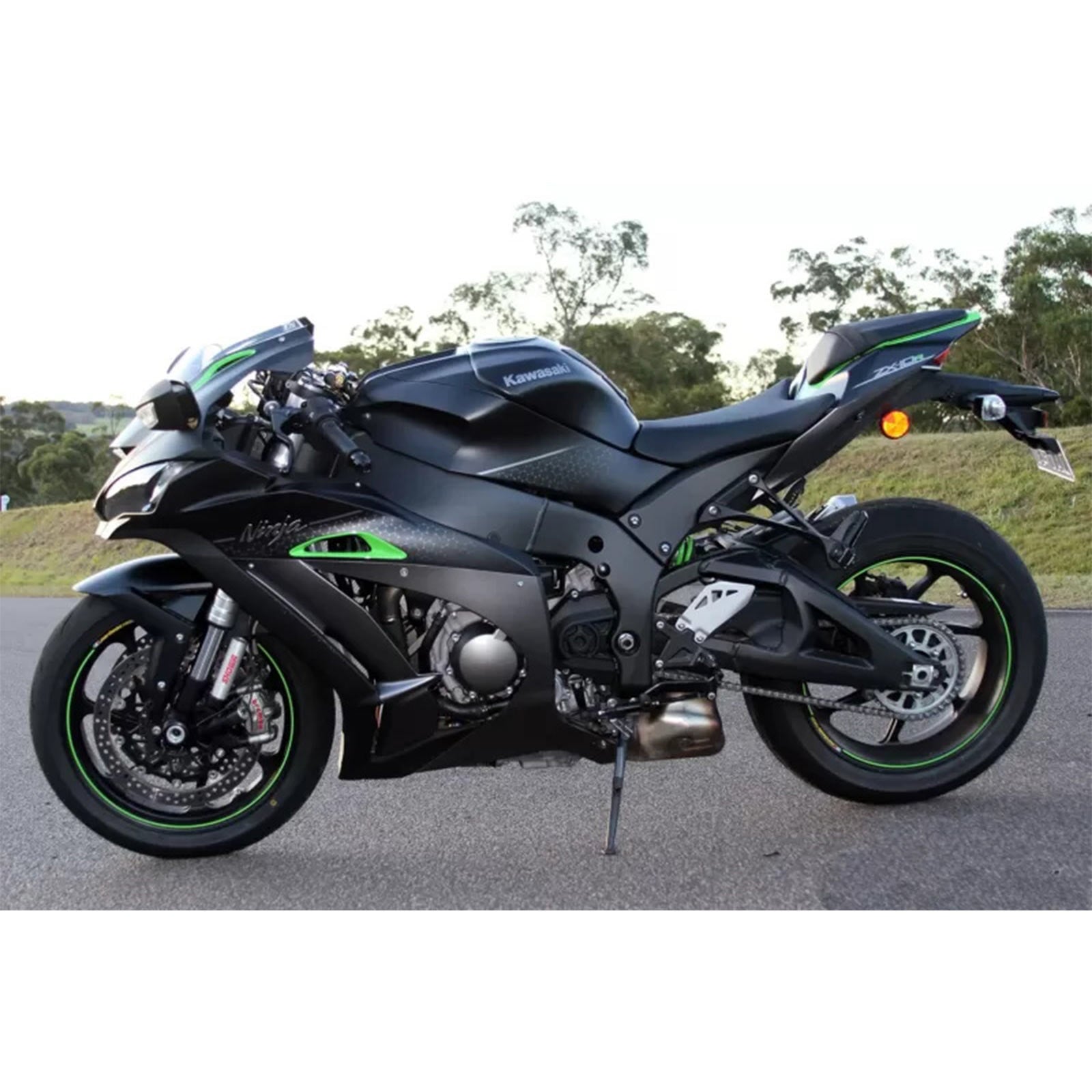 Amotopart 2008-2012 Kawasaki EX250 Ninja250R Black Green Fairing Kit