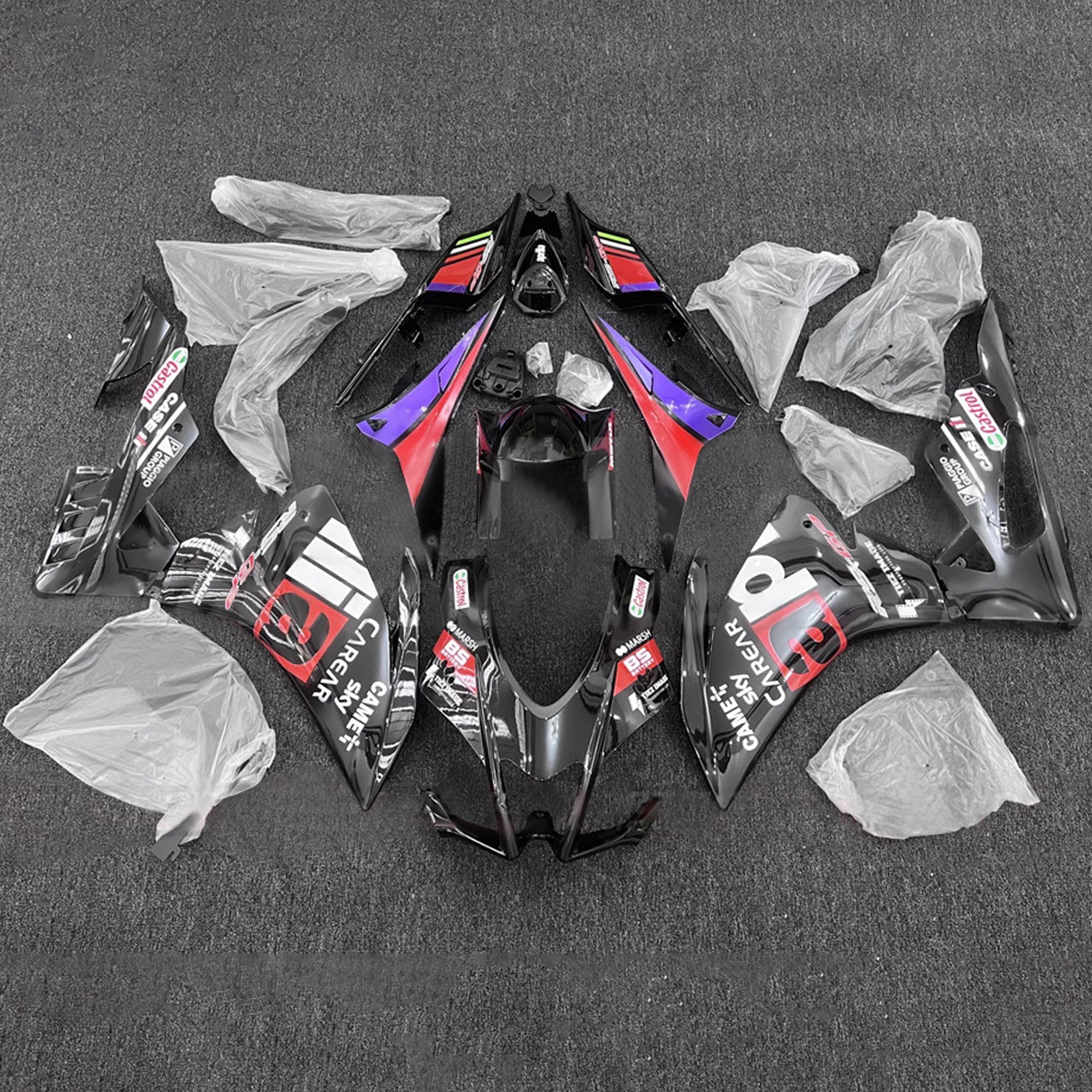 Amotopart 2016-2020 Aprilia RSV4 1000 Black Pink Purple Fairing Kit