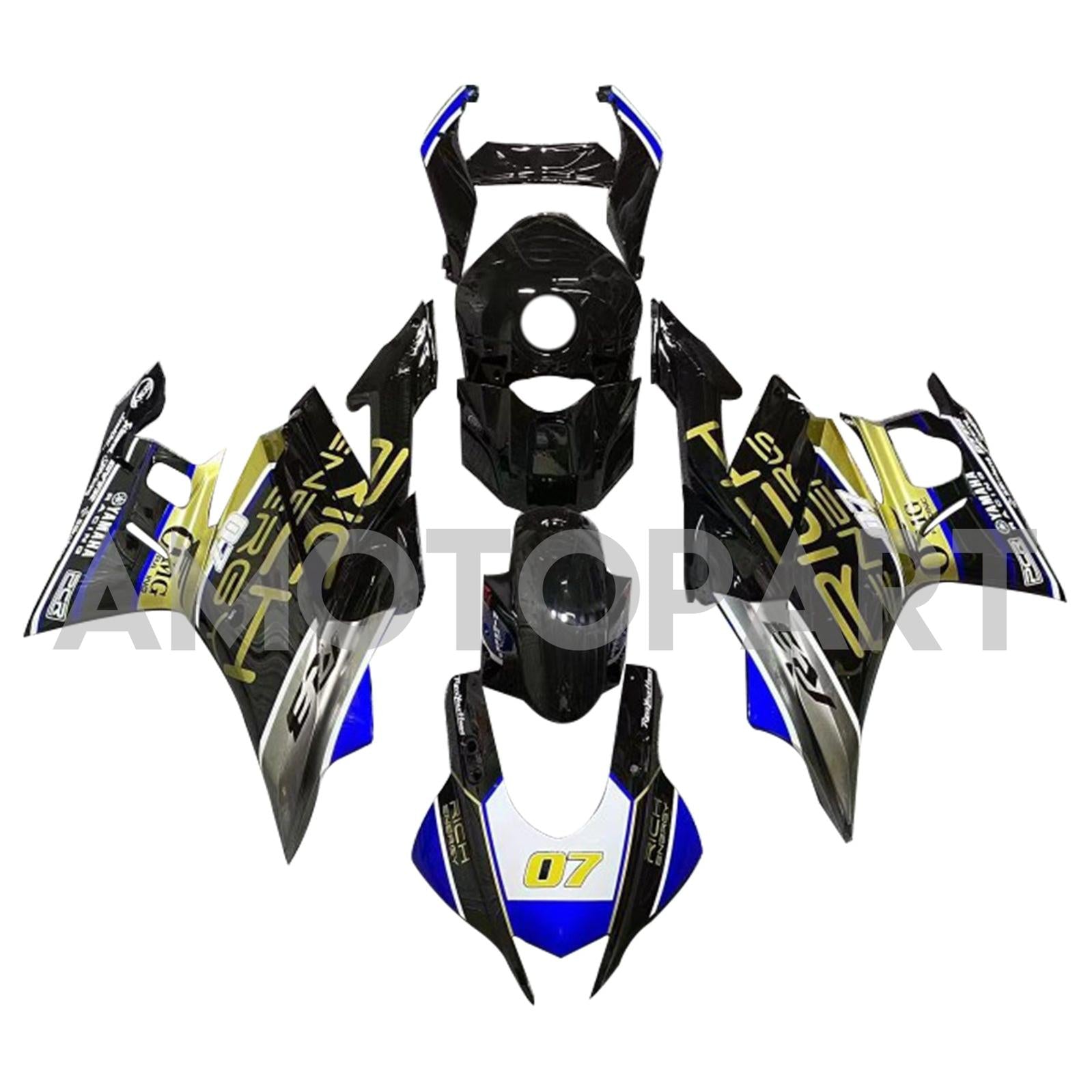 Amotopart 2022-2024 Yamaha YZF-R3 R25 Blue&Gold Fairing Kit
