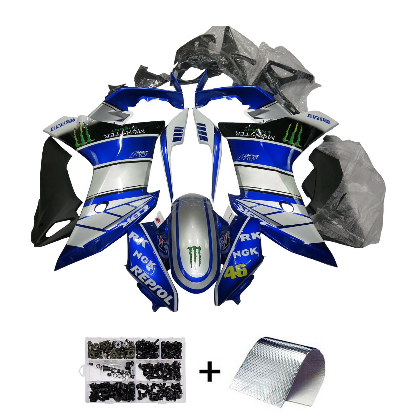 Amotopart 2011-2013 Honda CBR600F Sliver Blue Black Fairing Kit