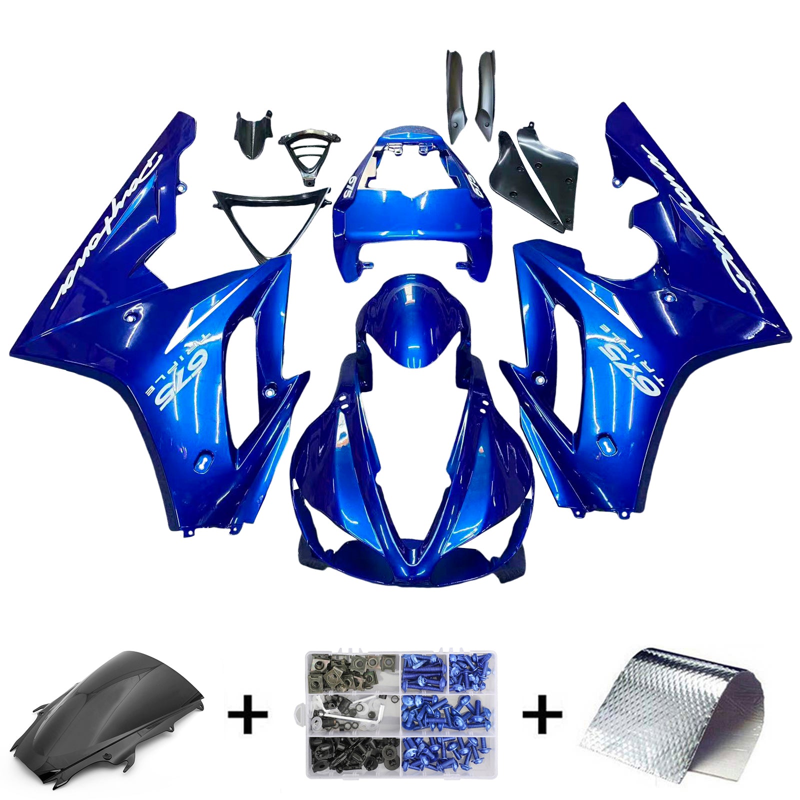 Amotopart 2006-2008 Triumph Daytona 675 Blue White Fairing Kit