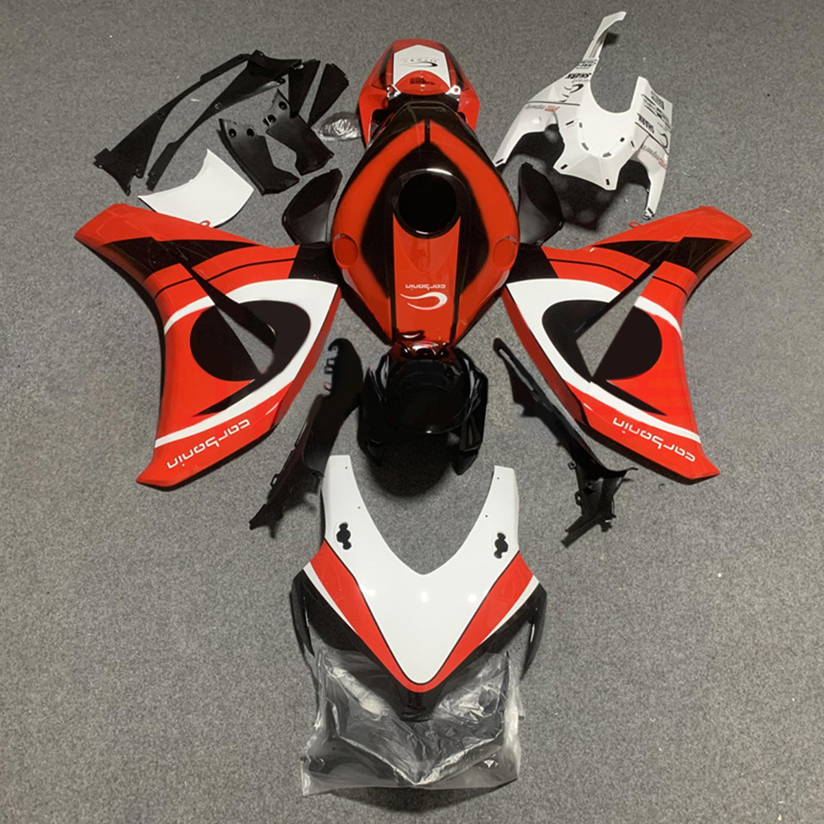 Amotopart 2008-2011 Kit carena Honda CBR1000RR rosso e bianco Style5