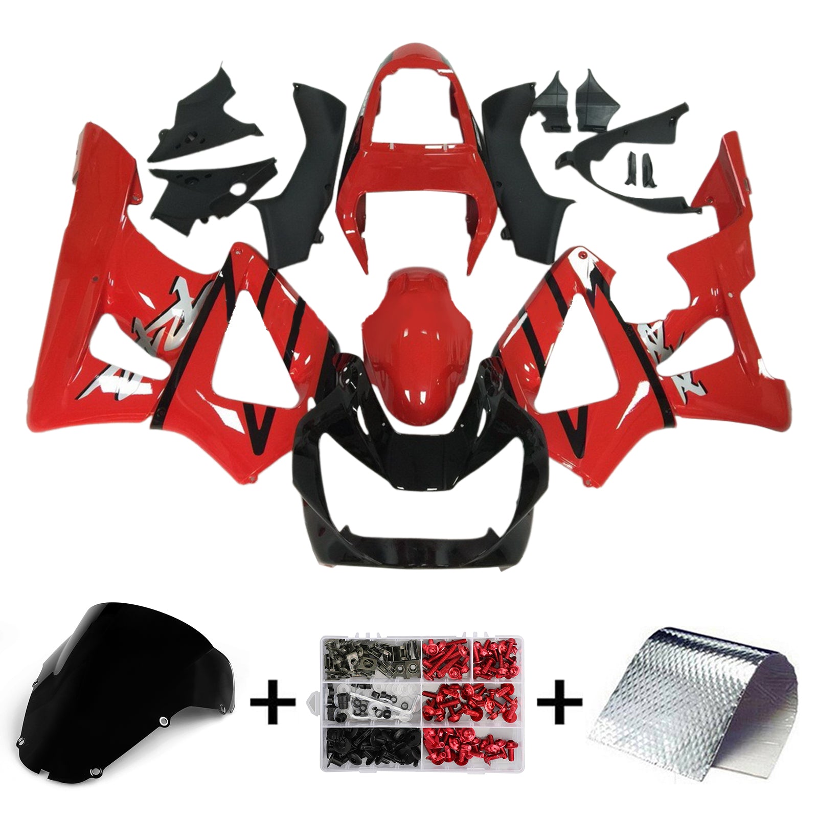 Amotopart 2000-2001 Honda CBR929RR Kit de carénage rouge noir brillant