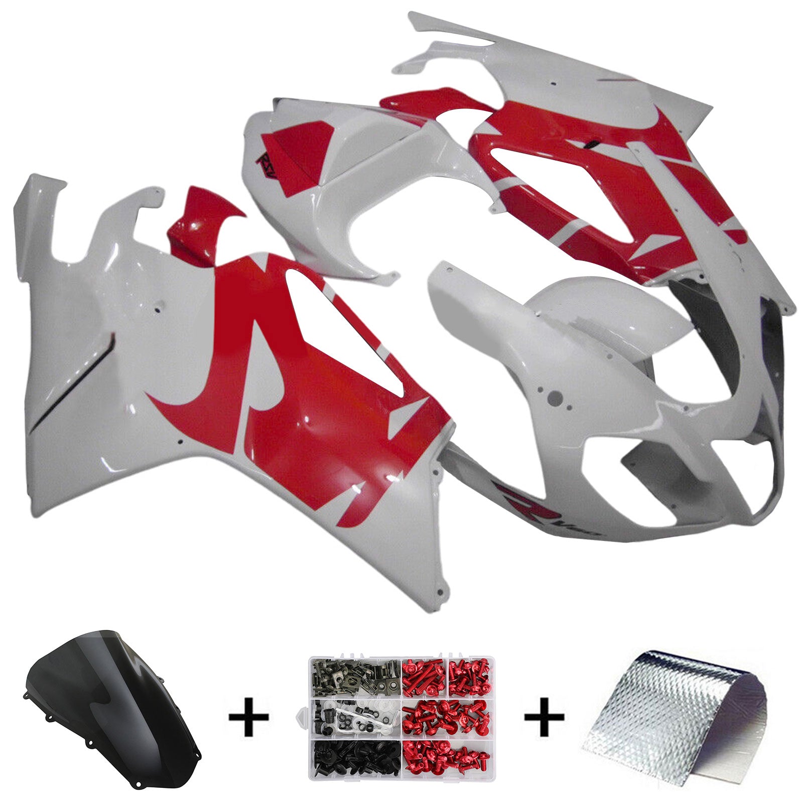 Amotopart 2003–2006 Aprilia RSV1000 rot-weißes Verkleidungsset