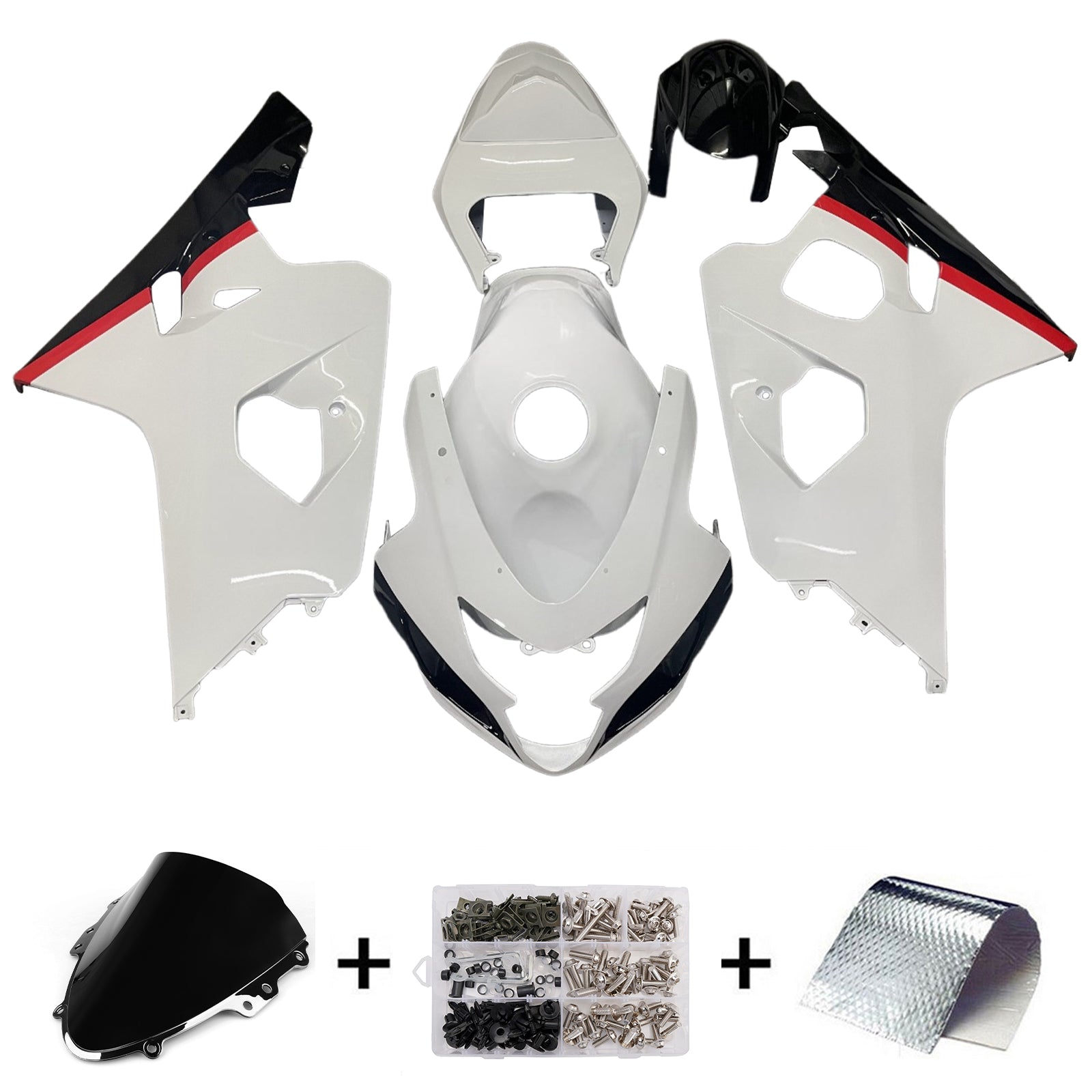 Amotopart 2004-2005 Suzuki GSXR 600/750 White Yellow Line Fairing Kit