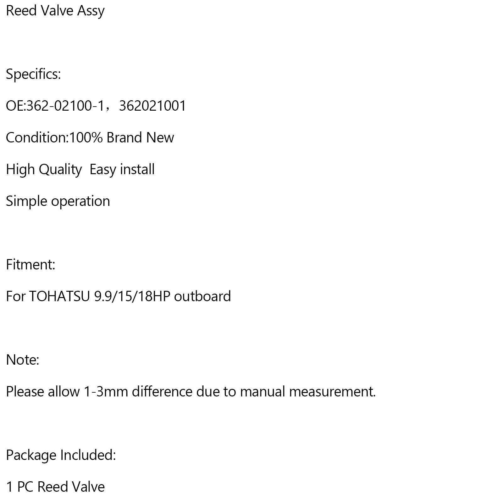 362-02100-1 Membranventilbaugruppe für Tohatsu-Außenbordmotor NS9,9 NS15 NS18 M9,9 M15 M18