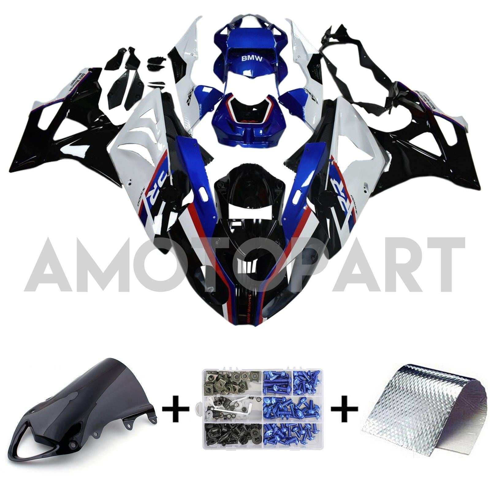 Amotopart BMW S1000RR 2009-2014 Kit de carenado azul y negro