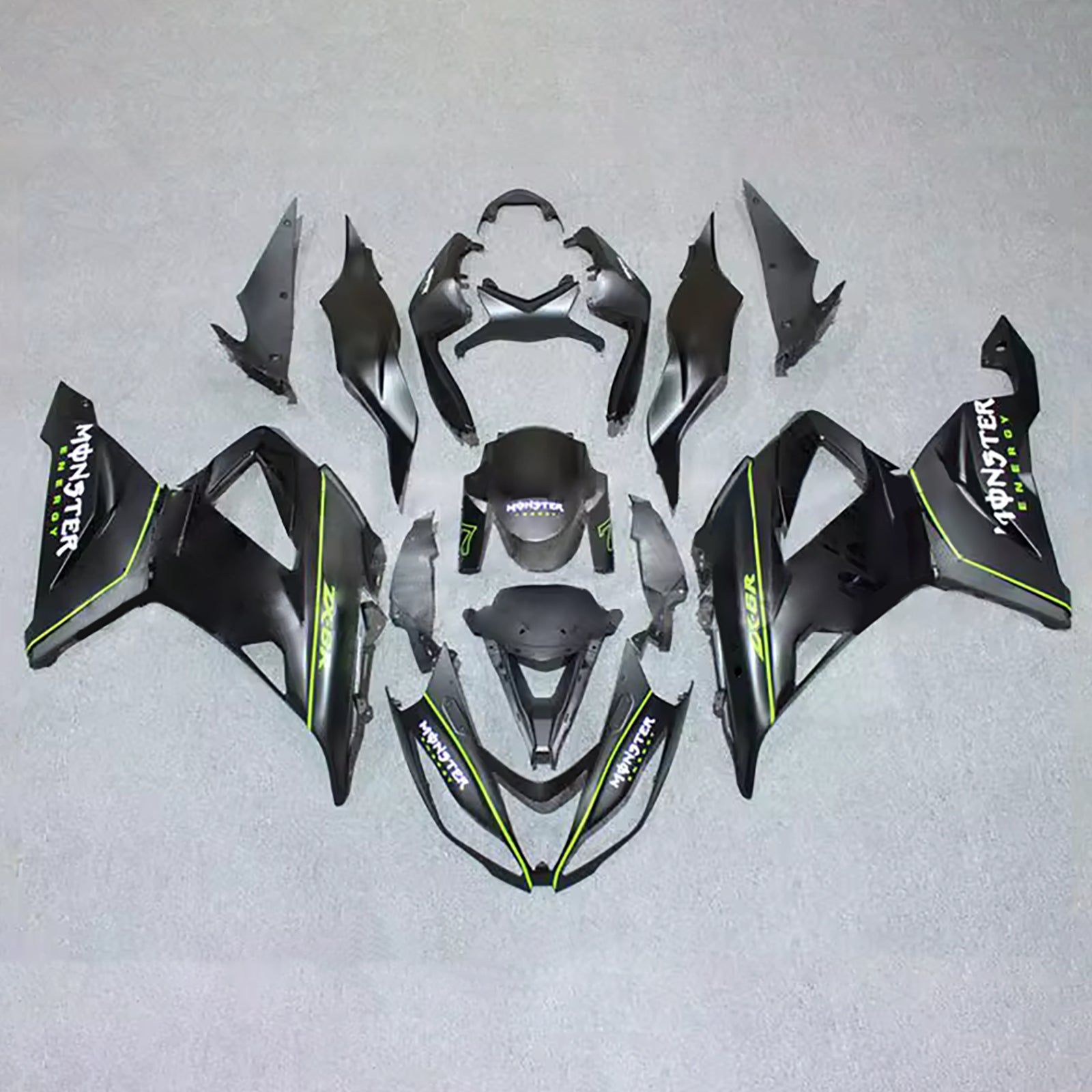 Amotopart 2013-2018 Kawasaki ZX6R 636 Black Green Fairing Kit