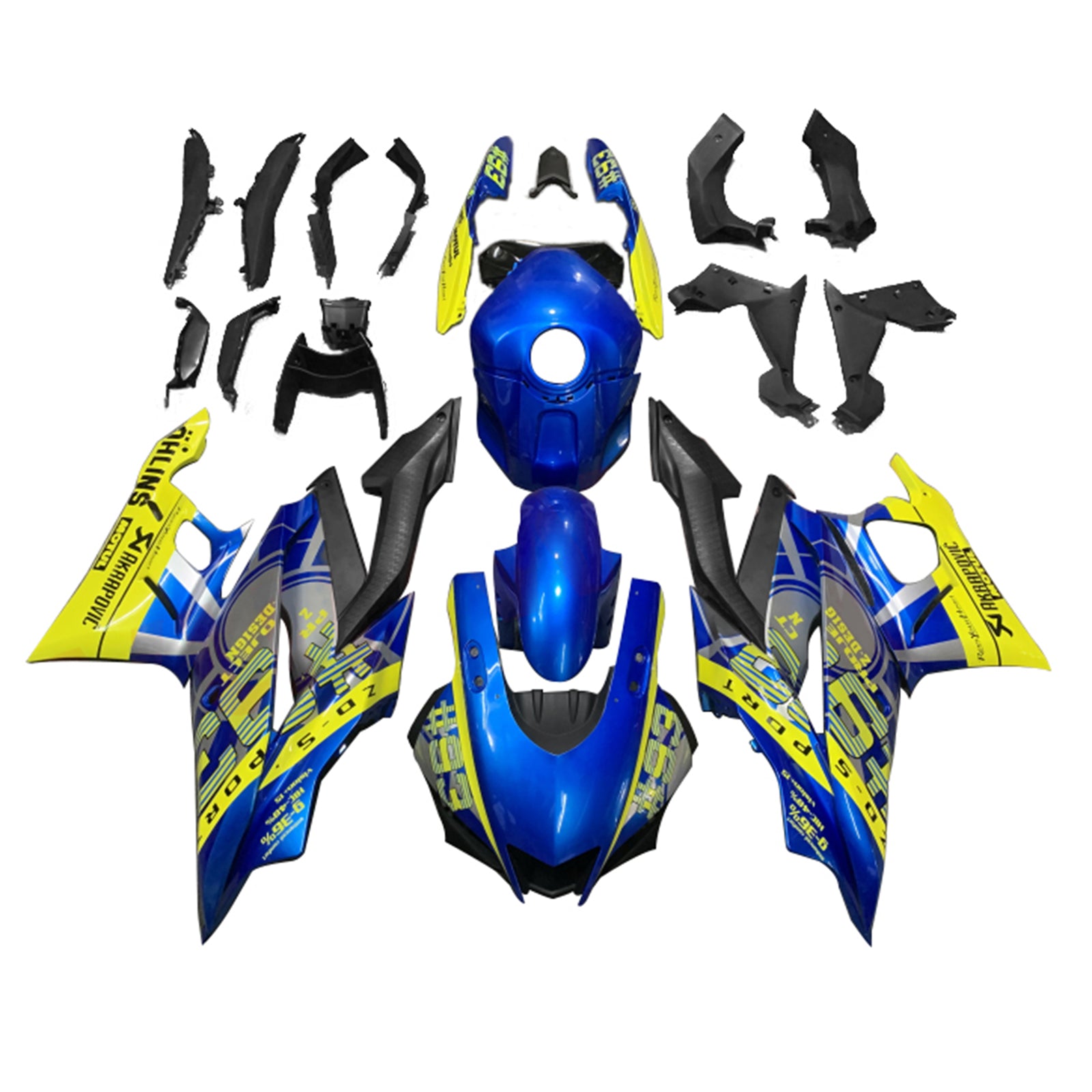 Amotopart Yamaha 2019-2021 YZF R3/YZF R25 Kit de carenado azul y amarillo