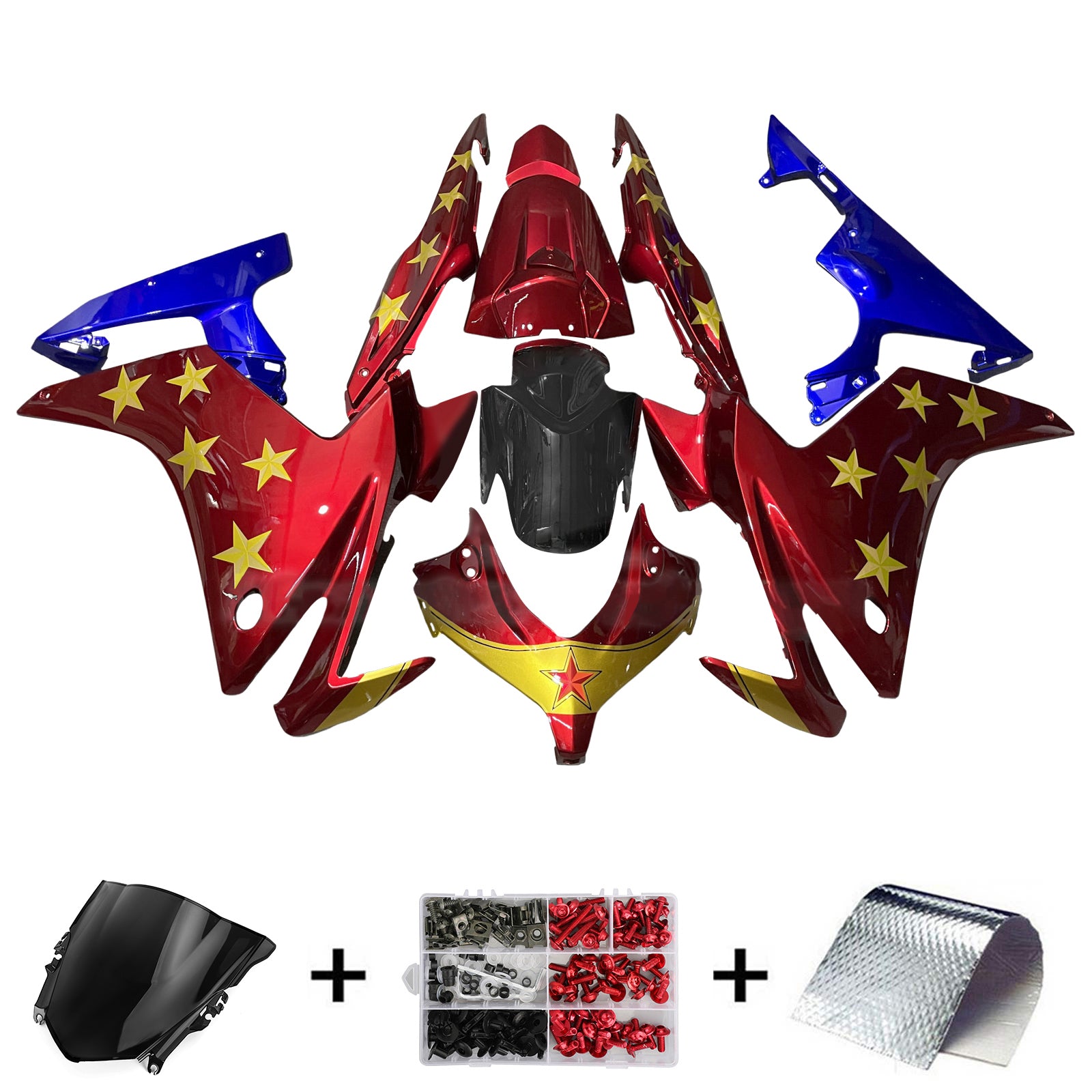 Amotopart 2013-2015 Honda CBR500R Kit de carenado rojo azul