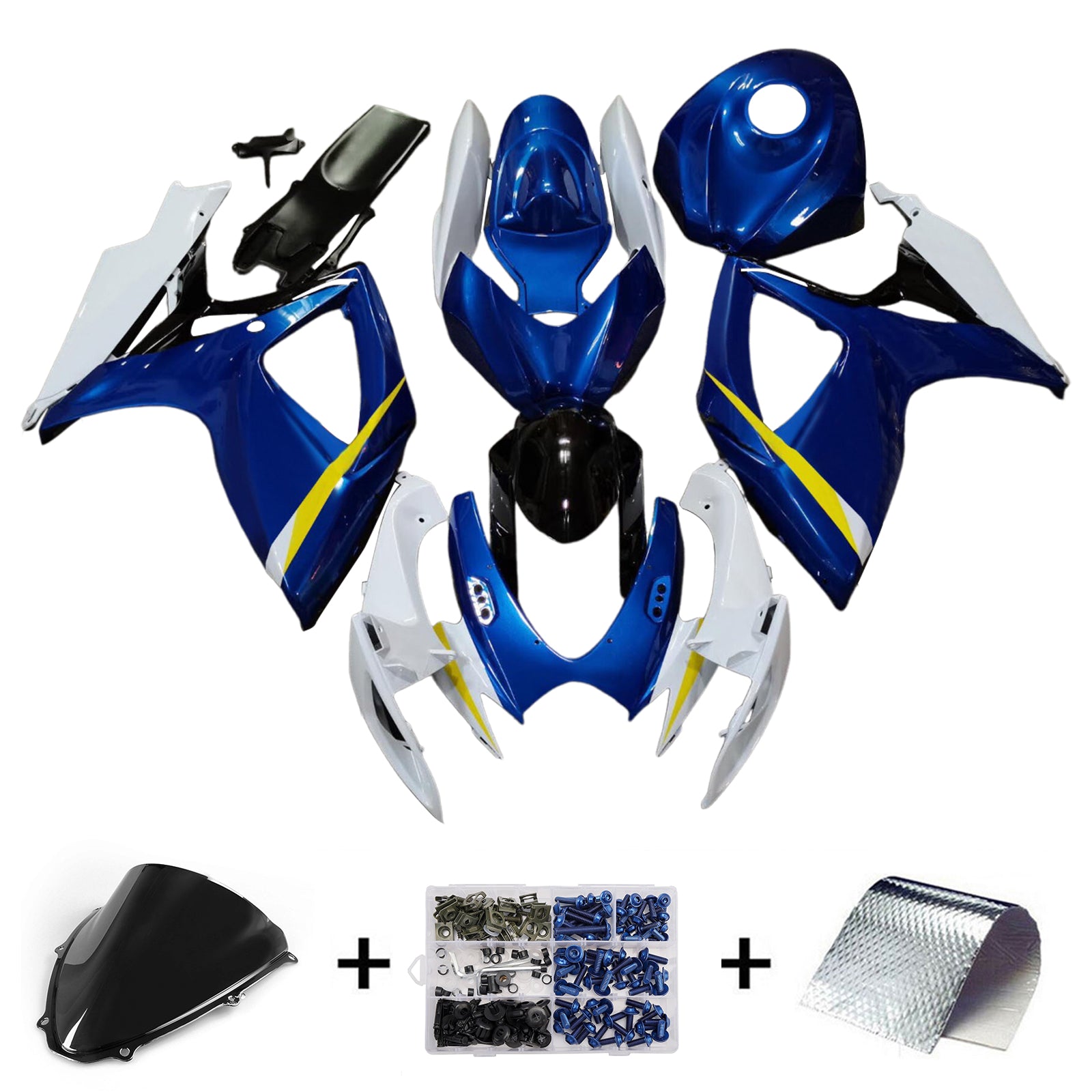 Amotopart 2006-2007 Suzuki GSXR 600/750 Blue Yellow Line Fairing Kit