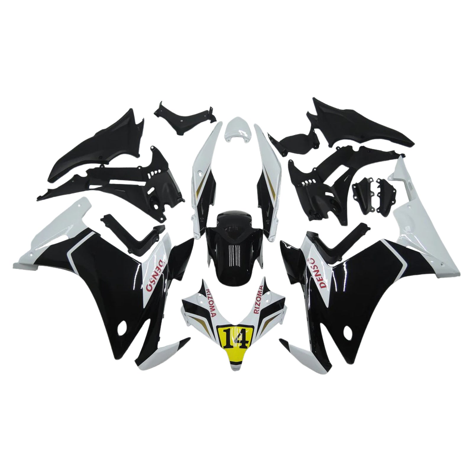 Amotopart 2013-2015 Honda CBR500R Kit de carenado blanco negro