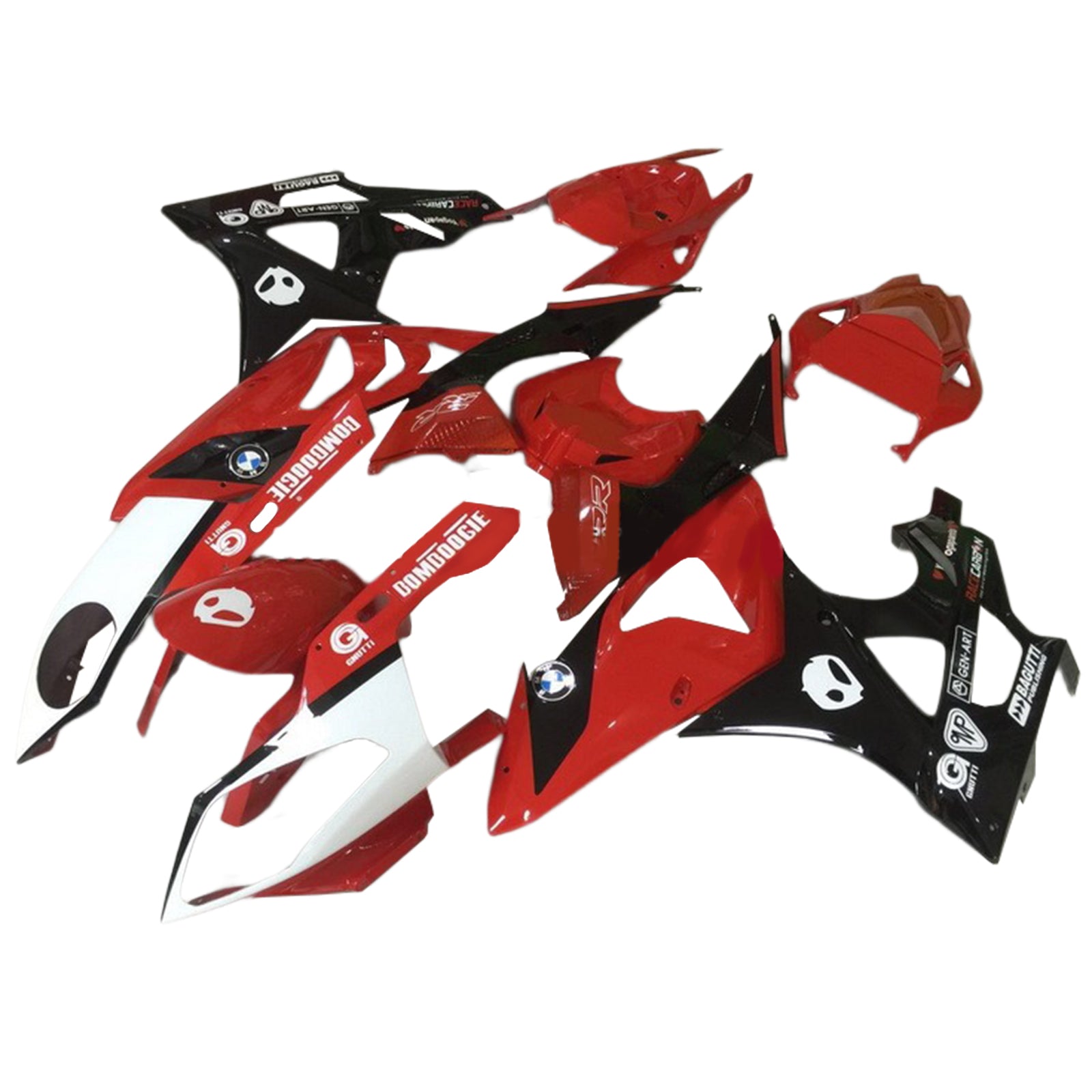 Amotopart BMW S1000RR 2009-2014 Kit de carénage rouge et noir