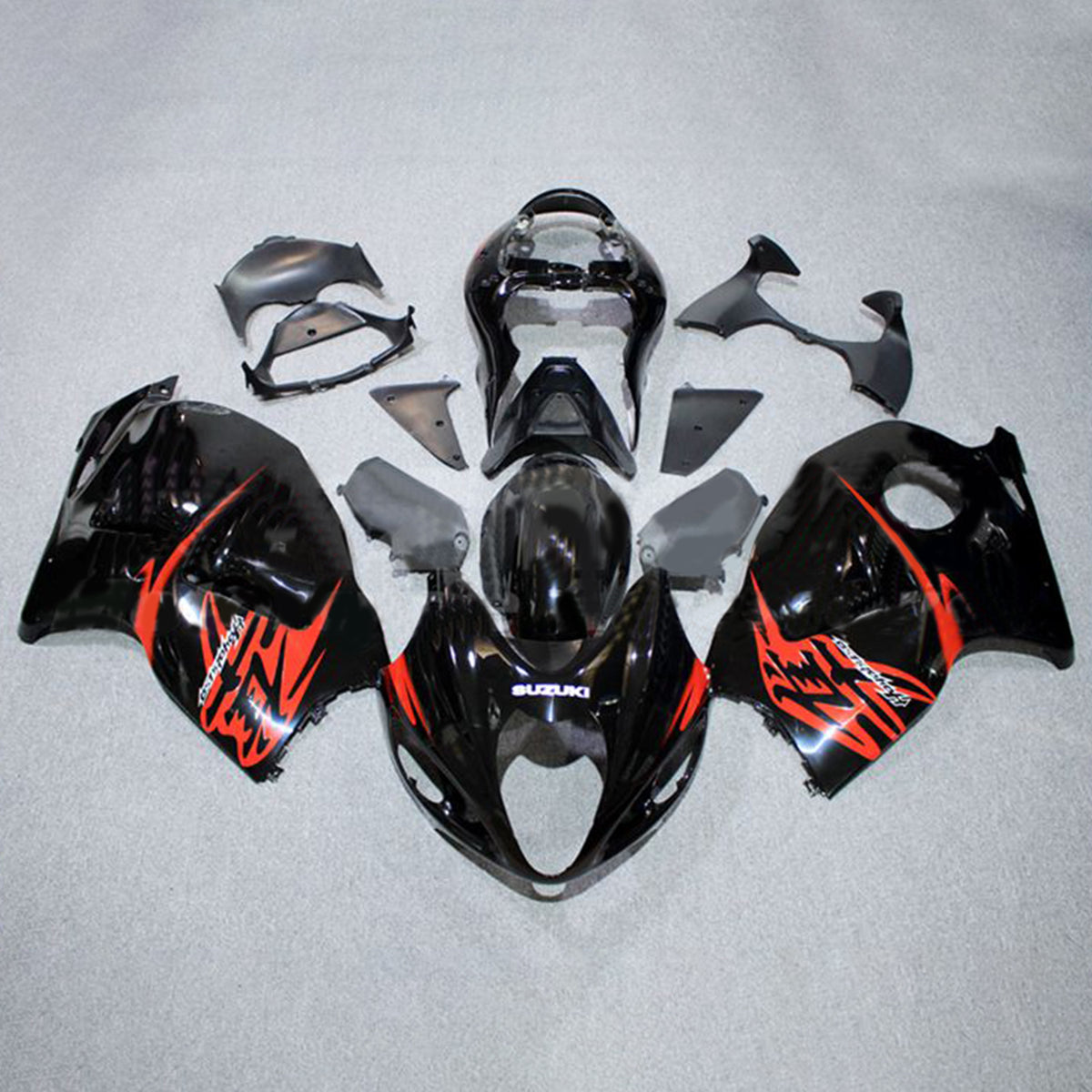 Amotopart 1999-2007 Suzuki Hayabusa GSX1300R negro con kit de carenado rojo