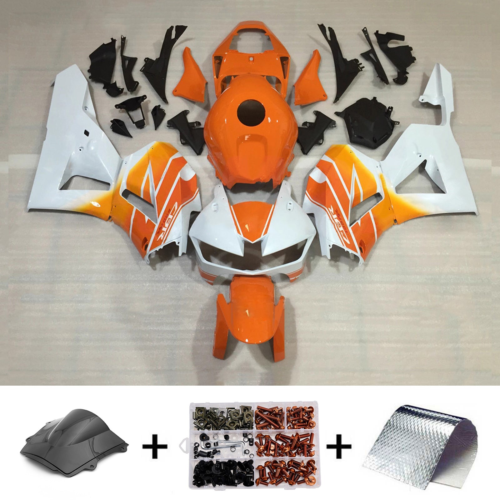Amotopart 13-26 Amerikaanse ver. & 13-23 Europese ver. Honda CBR600RR wit-oranje kuipset