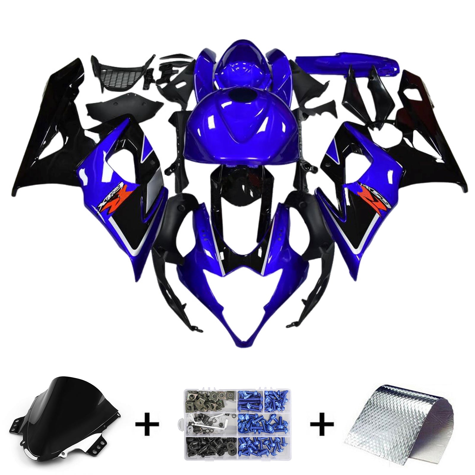 Amotopart 2005-2006 K5 GSXR1000 Suzuki Bleu et Noir Style2 Kit de carénage