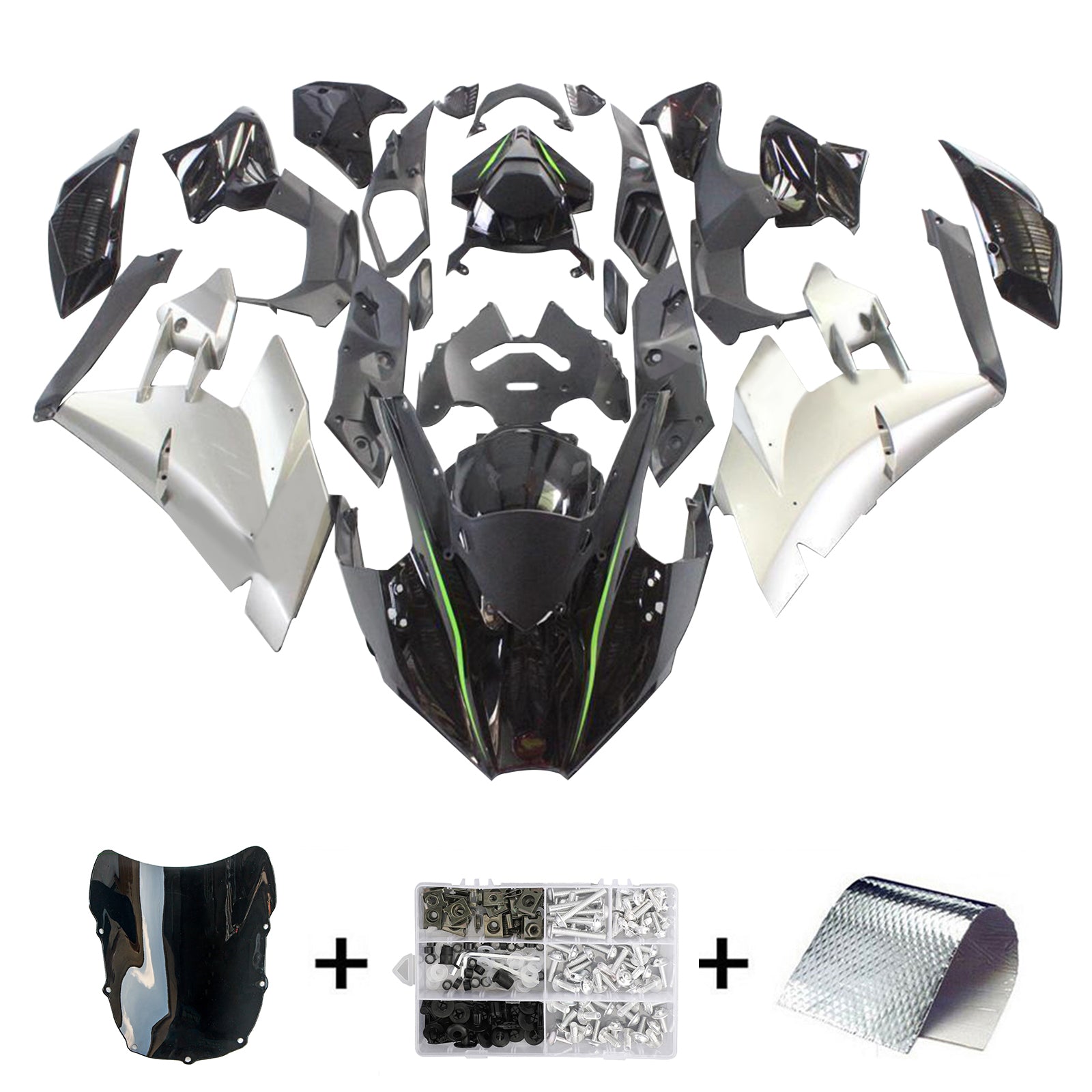 Amotopart 2015-2022 Kawasaki Ninja H2 Black Fairing Kit