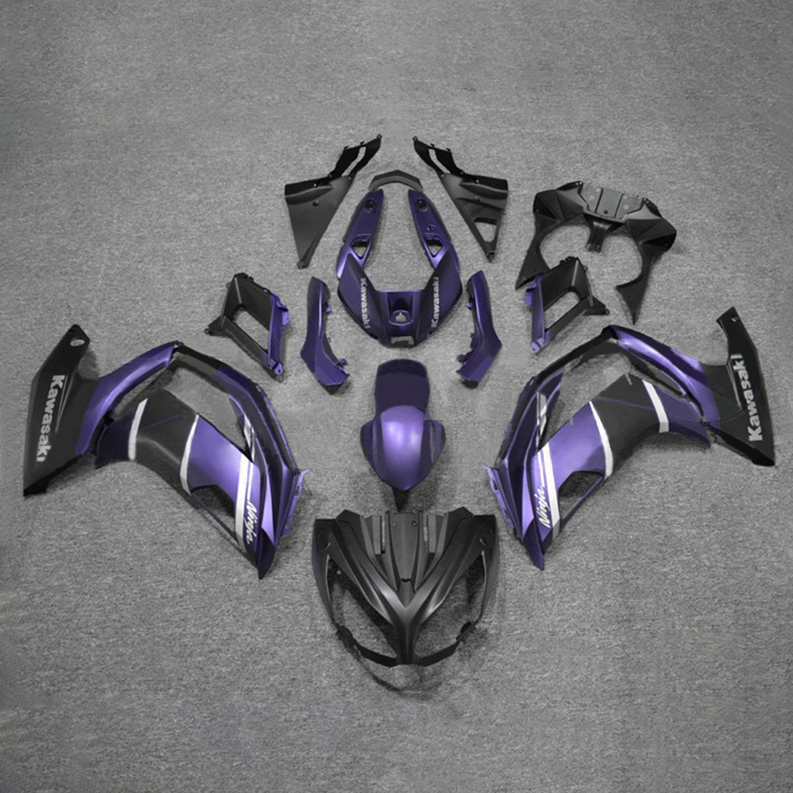 Amotopart 2012-2016 Kawasaki ER6F/Ninja650 Kit de carénage violet et noir mat