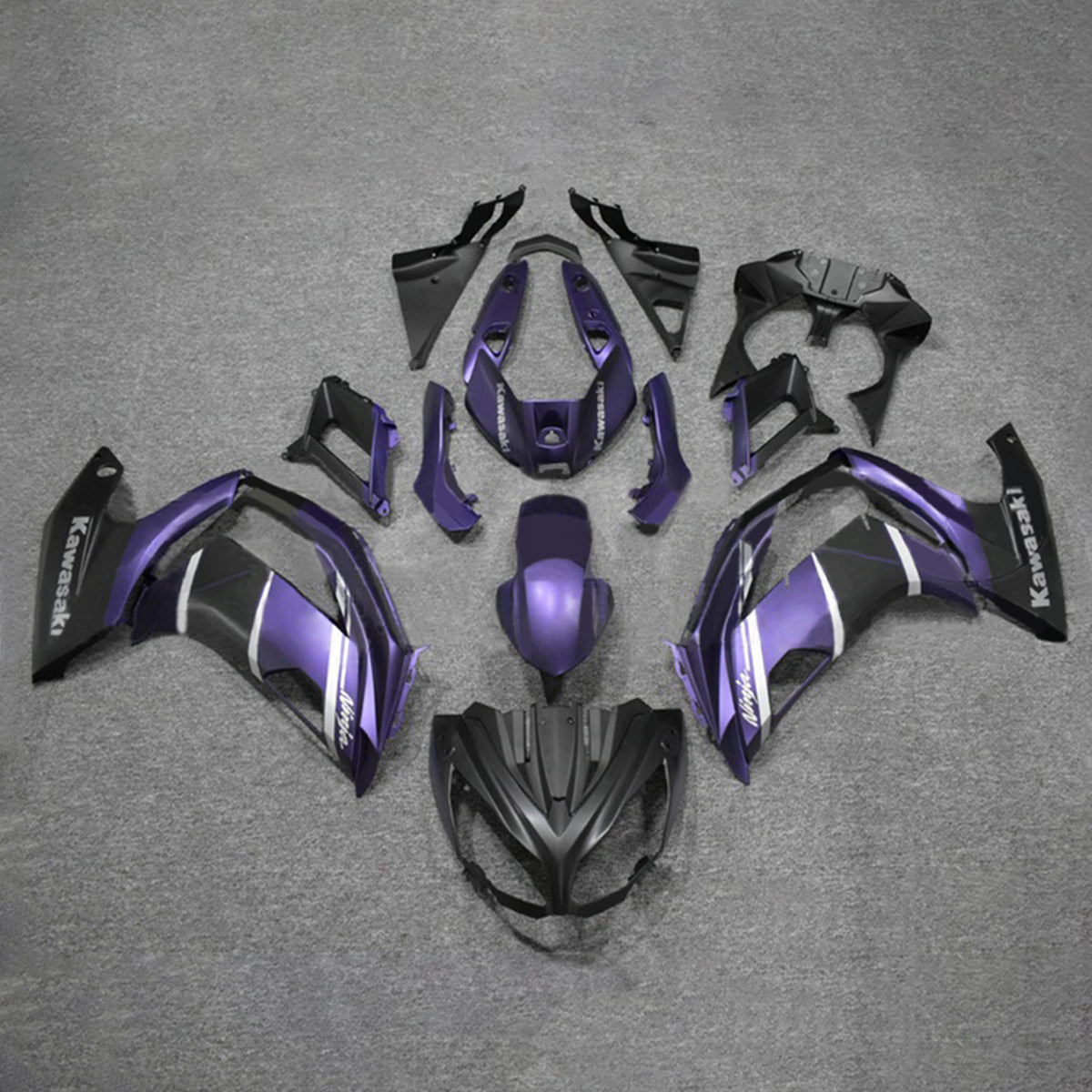 Amotopart 2012-2016 Kawasaki ER6F/Ninja650 Kit de carenado morado mate y negro