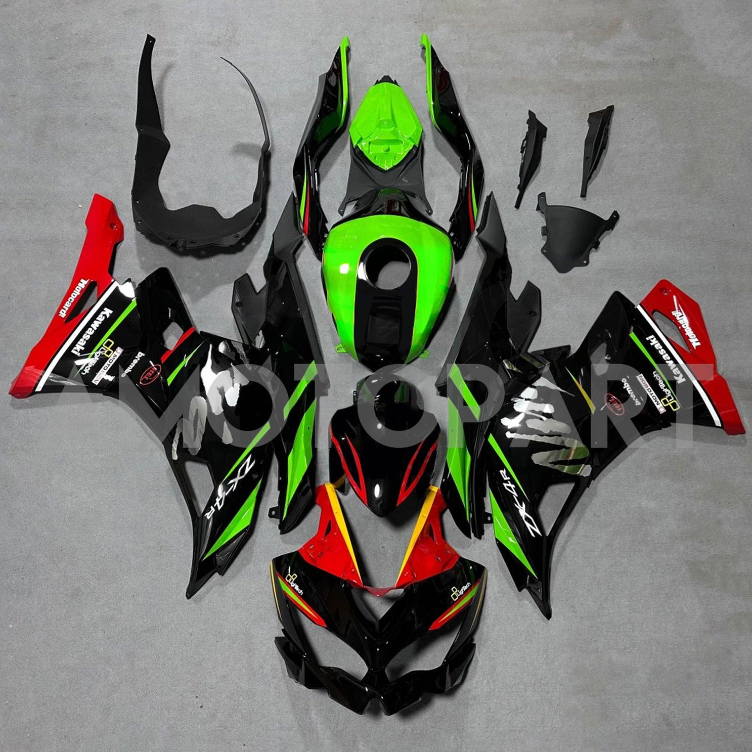 AMOTOPART 2019-2024 NINJA ZX-25R ZX-4R ZX-4RR Kawasaki Green＆Red Fairing Kit