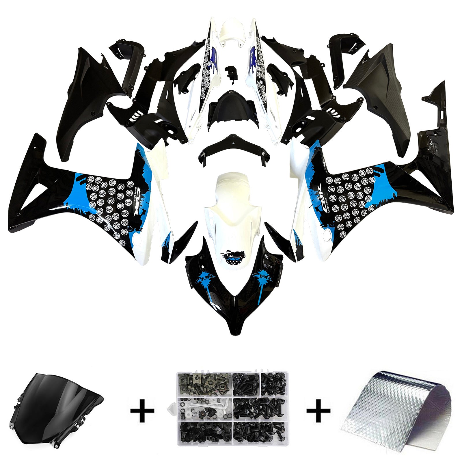 Amotopart 2013-2015 Honda CBR500R Black Blue Fairing Kit