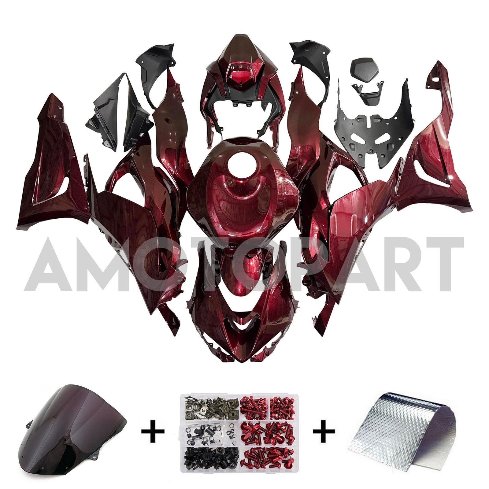 Amotopart 2024-2025 Kawasaki ZX-6R Glossy Red Black Fairing Kit