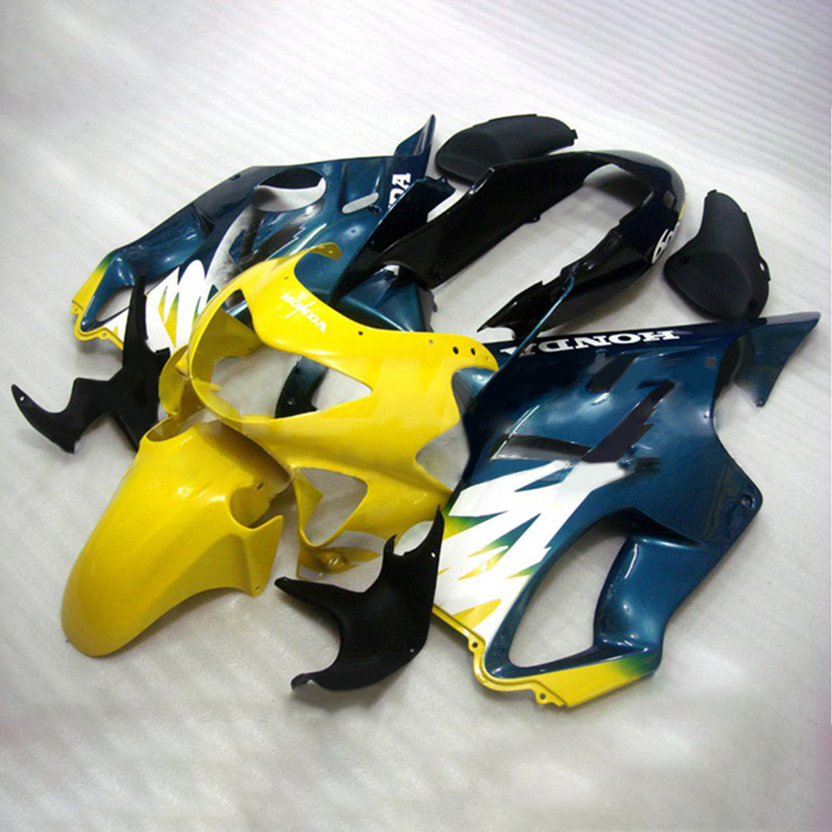 Amotopart 1999-2000 CBR600 F4 Honda Kit de carenado degradado amarillo y azul