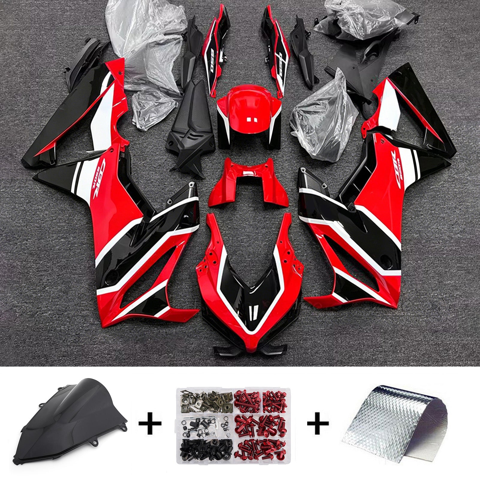 Amotopart 2019-2020 Honda CBR650R Red/Black Fairing Kit