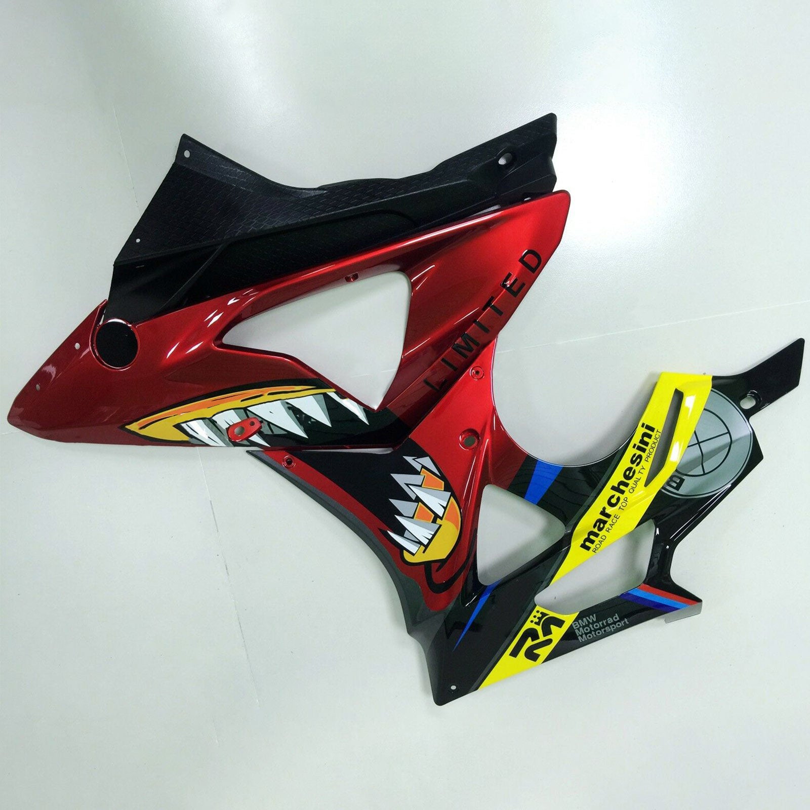 Amotopart 2009-2014 S1000RR BMW Blue&Red Shark Teeth Fairing Kit