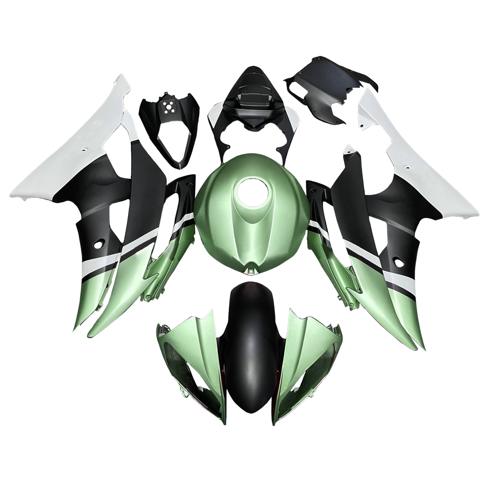 Amotopart 2008-2016 Yamaha YZF-R6 Green & Black Fairing Kit