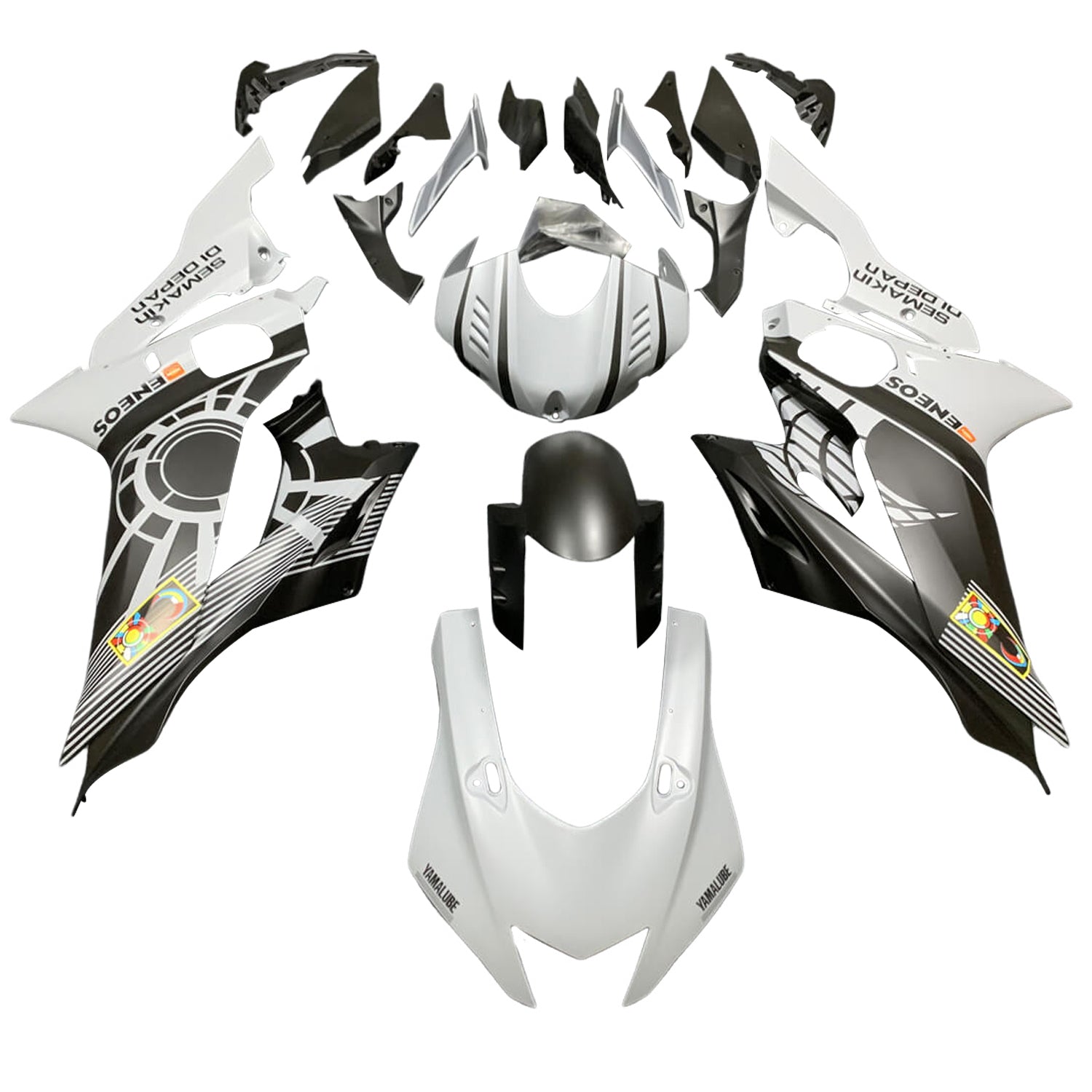 Amotopart 2017-2023 Yamaha YZF R6 Black White Fairing Kit