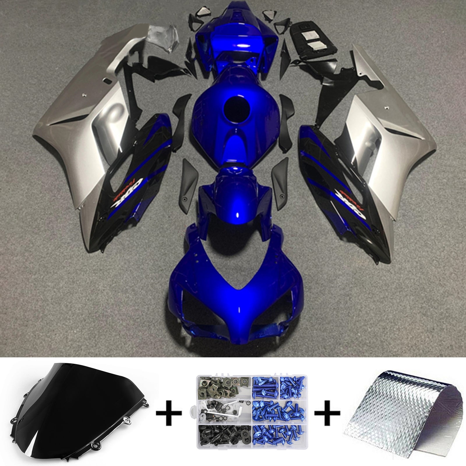 Amotopart 2004-2005 Honda CBR1000RR Kit de carénage bleu et argent