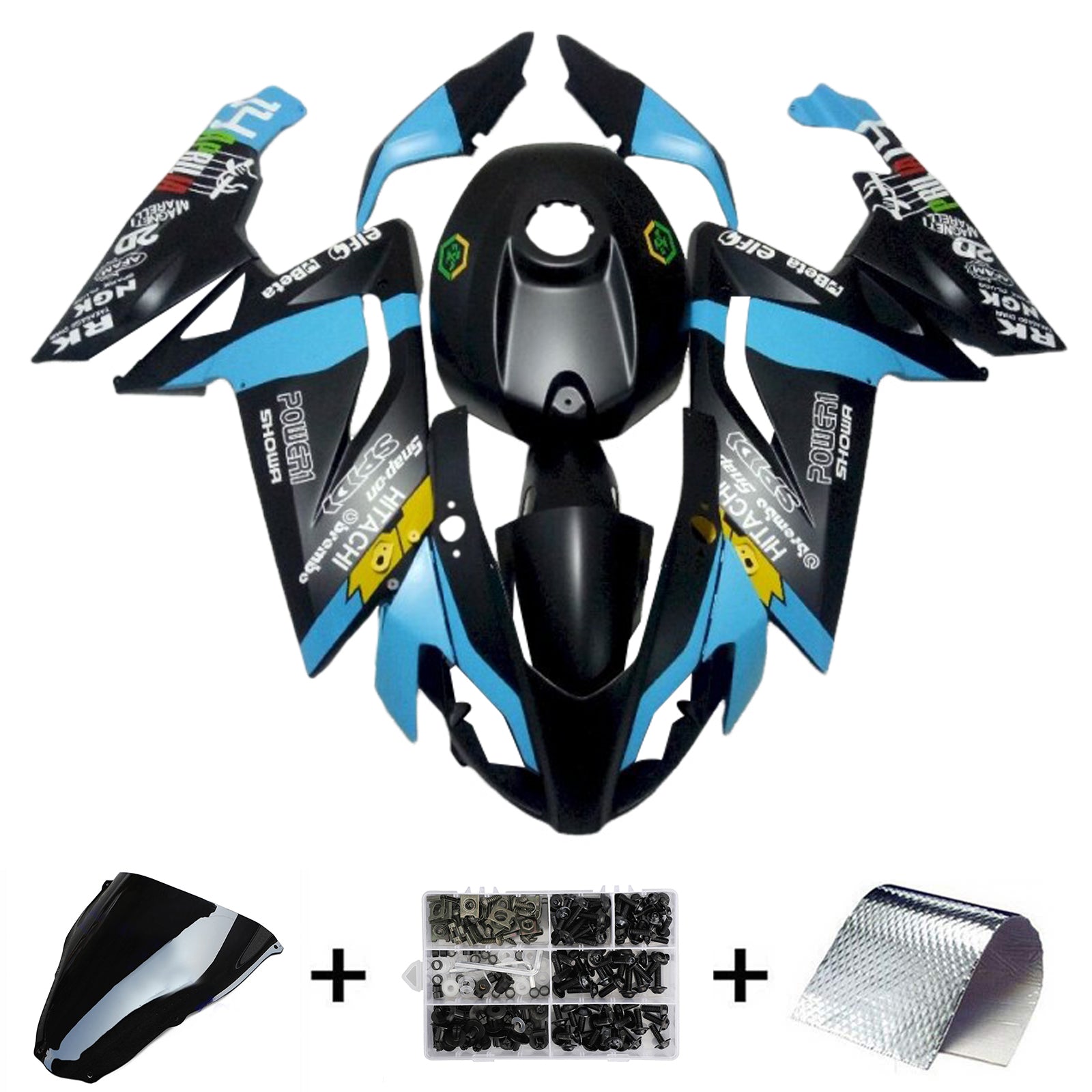 Amotopart 2006-2011 RS125 Aprilia Kit de carenado azul claro y negro