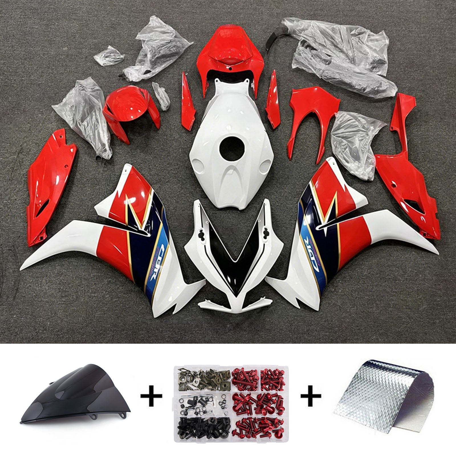 Amotopart 2012-2016 Honda CBR1000RR White/Red Fairing Kit