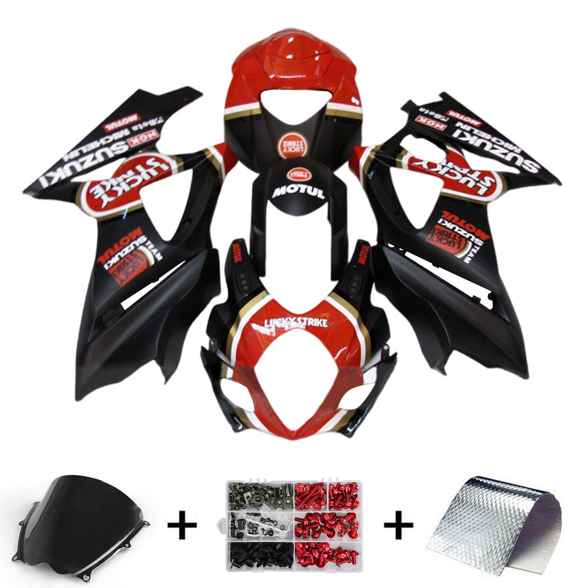 Amotopart 2007-2008 K7 GSXR1000 Suzuki Rouge et Noir Style2 Kit de carénage