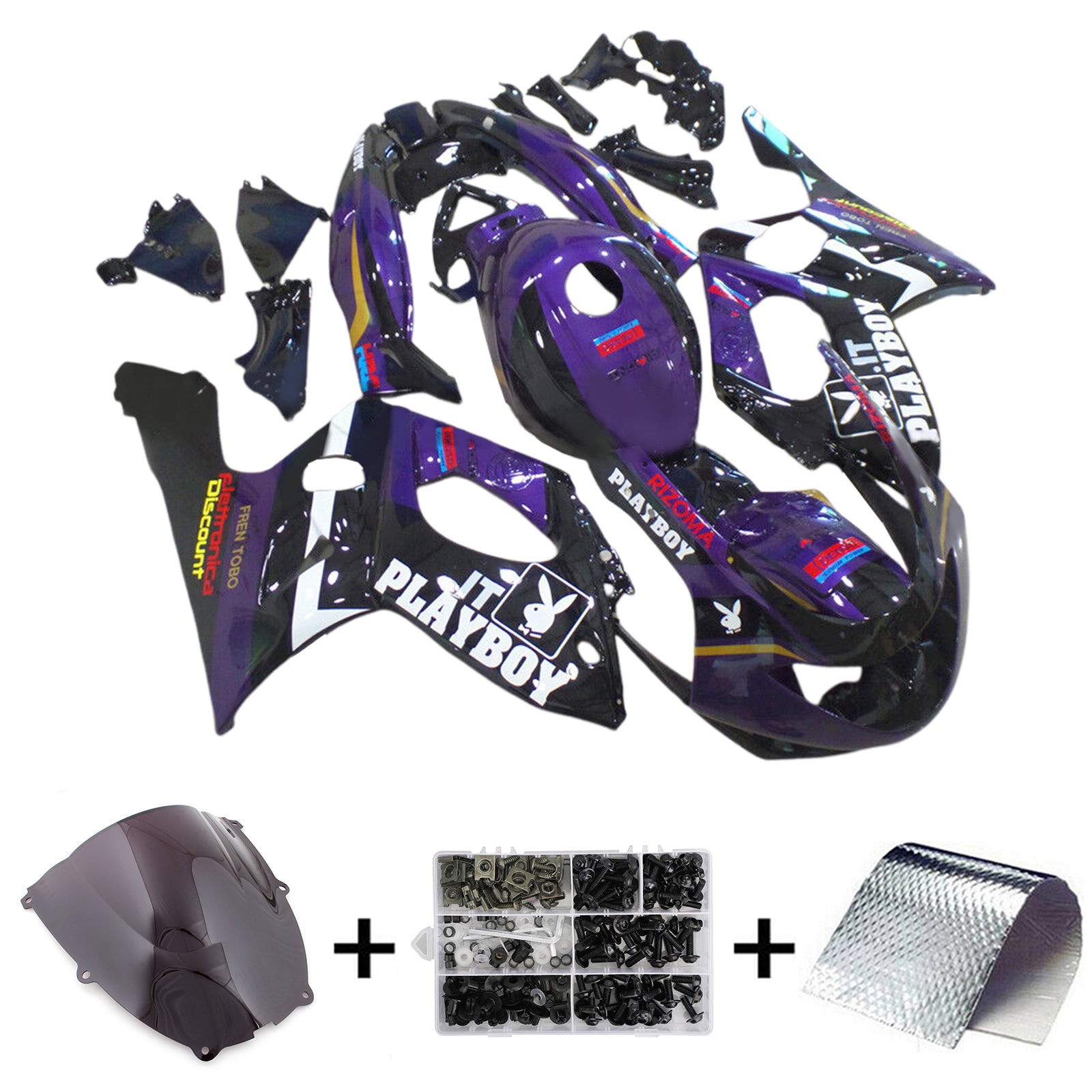 Amotopart 1996-2007 Yamaha YZF 600R Thundercat Kit de carénage noir violet