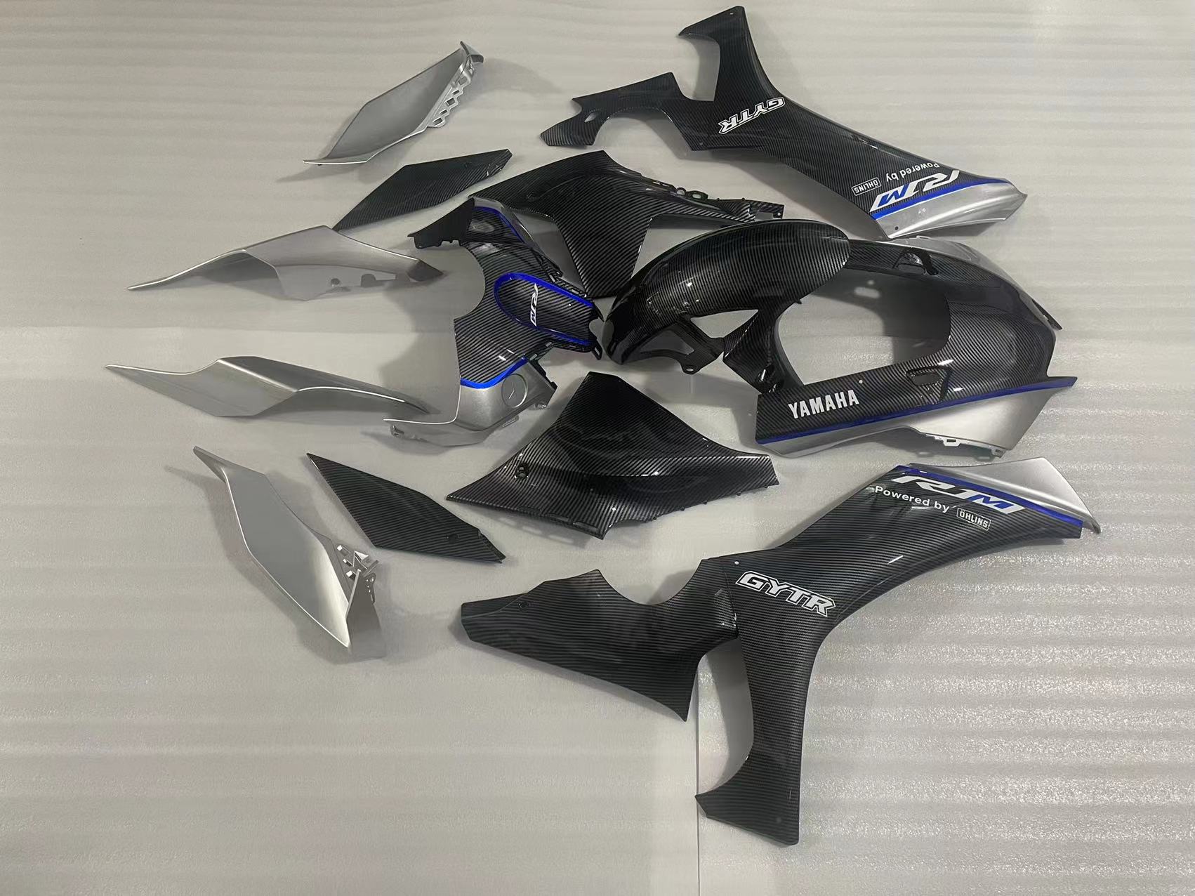 Amotopart Verkleidungsset für Yamaha YZF R1 2020–2024, Kohlefaser, Schwarz und Blau