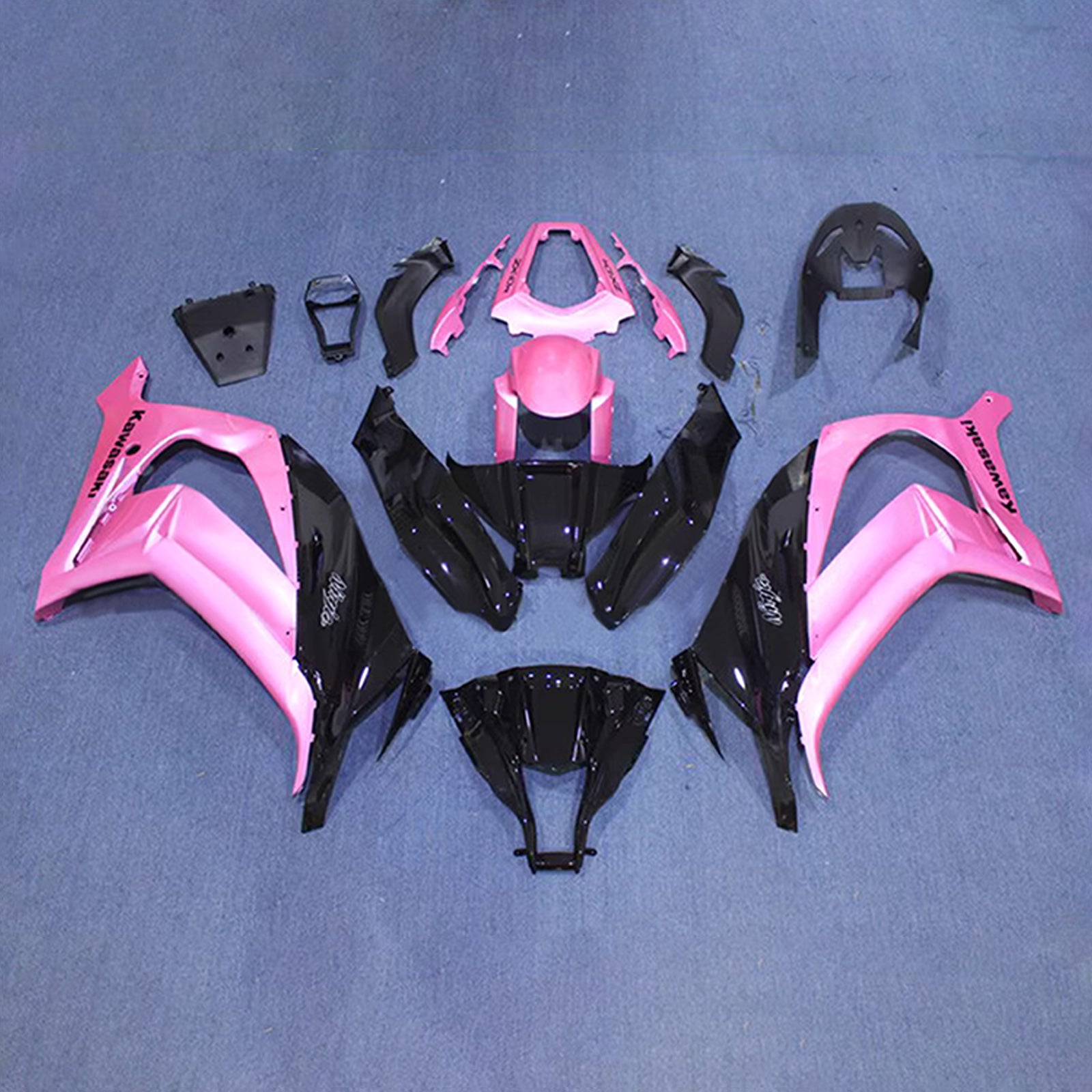 Amotopart 2011-2015 Kawasaki ZX10R Black Pink Fairing Kit
