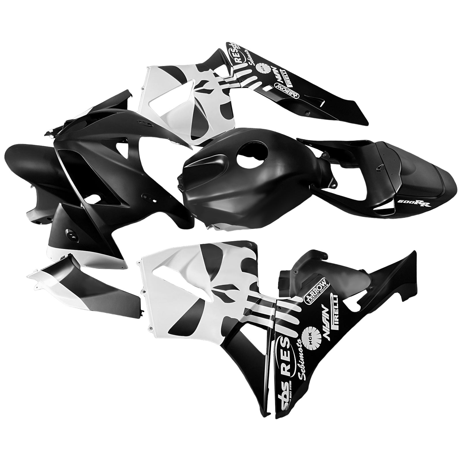 Amotopart 2005-2006 Honda CBR600RR Kit de carénage blanc noir