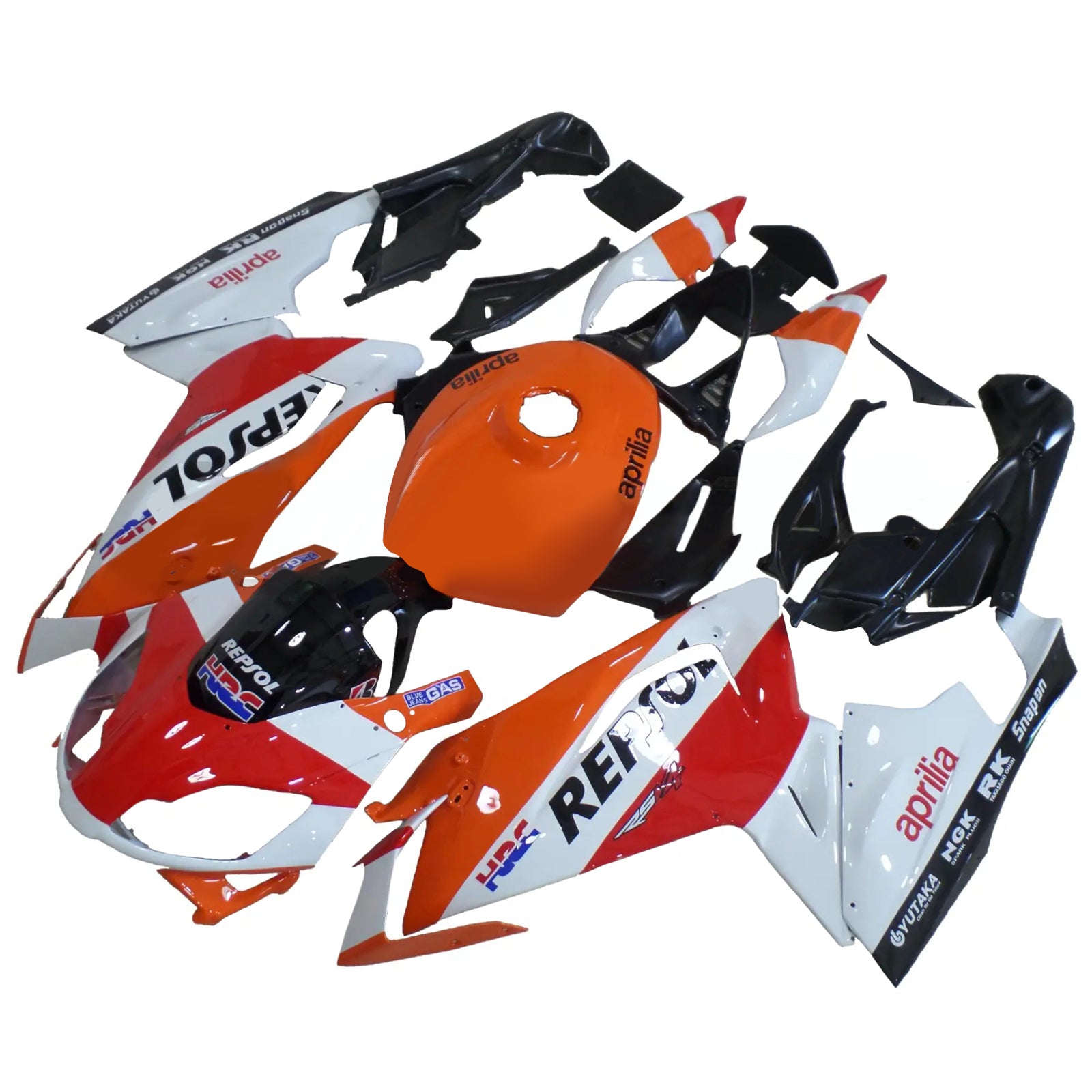 Amotopart 2006-2011 Aprilia RS125 Orange White Fairing Kit