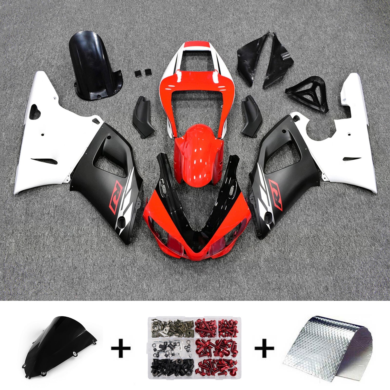 Amotopart 1998-1999 Yamaha YZF-R1 Red/Black/White Fairing Kit