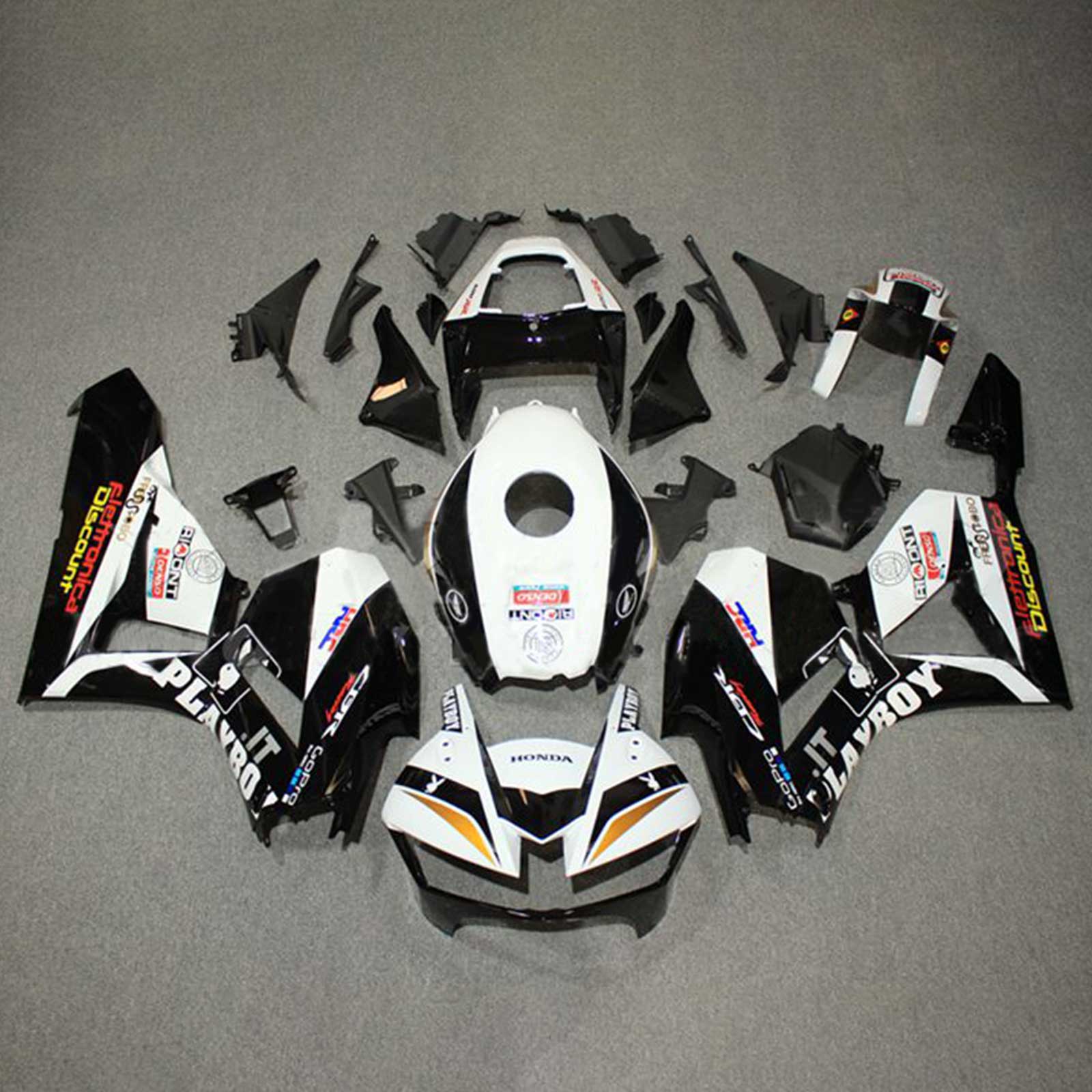 Amotopart 2013-2023 F5 CBR600RR Honda Negro y Blanco Style2 Kit de carenado