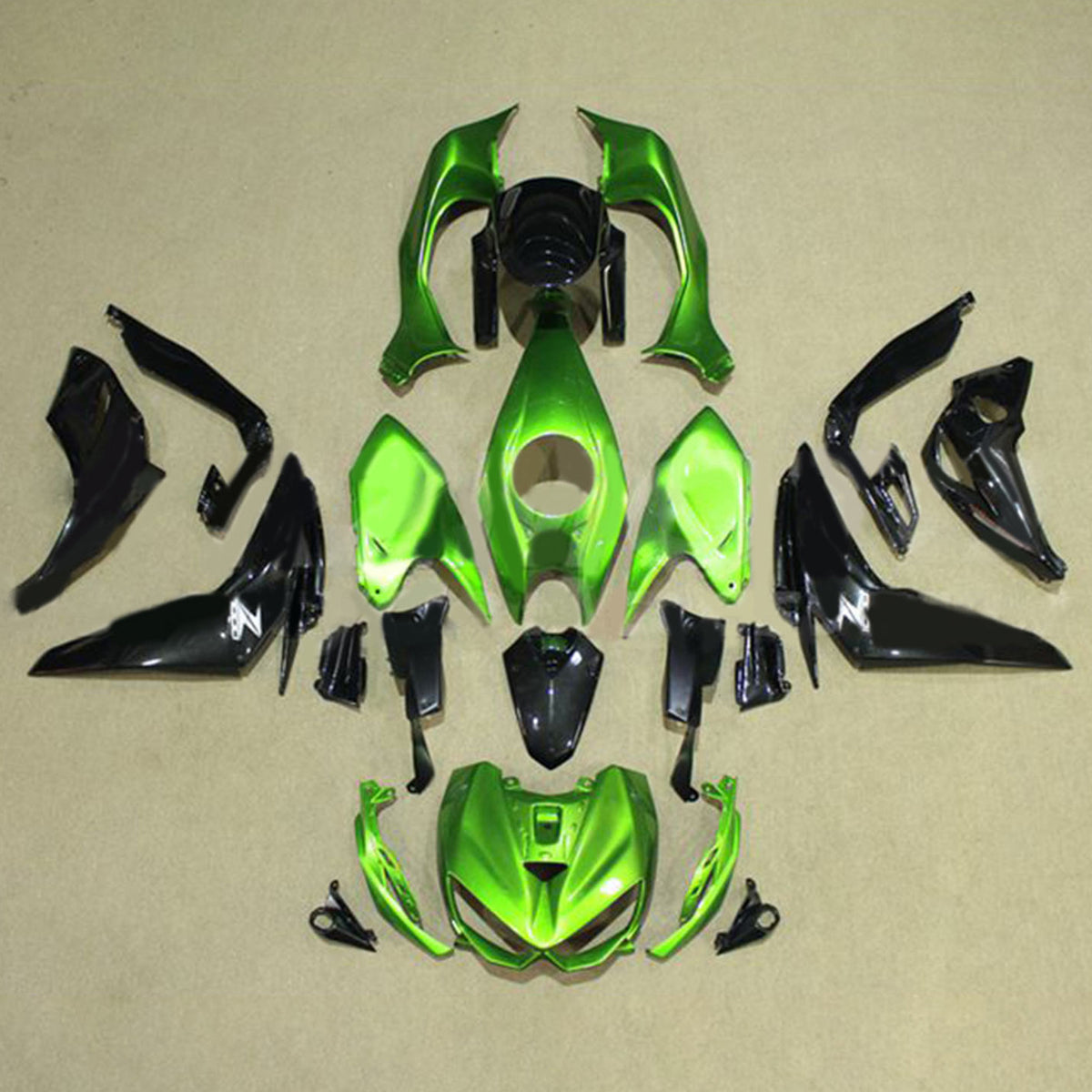 Kit carena Amotopart 2014-2017 Z1000 Kawasaki verde e nero